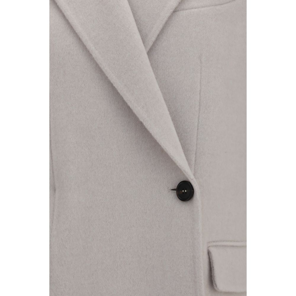 Brunello Cucinelli White Wool Oves Aries Full-Length Jacket Brunello Cucinelli