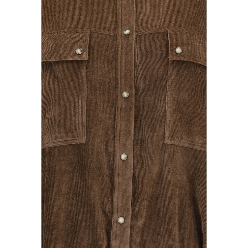 Brunello Cucinelli Brown Viscose Pattern Shirt Brunello Cucinelli
