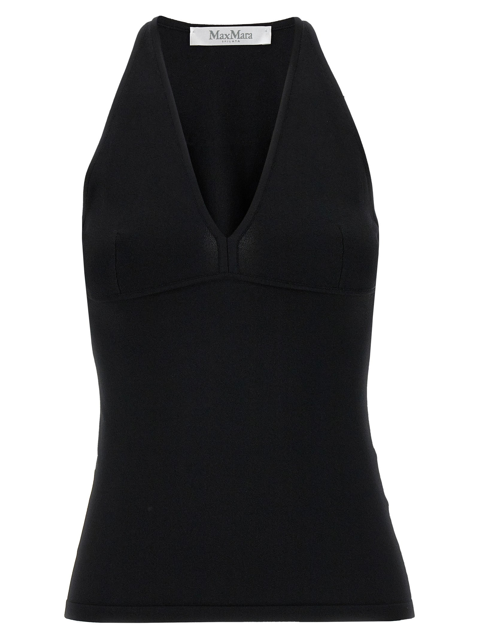 Max Mara Black Viscose Sleeveles T-Shirt Max Mara