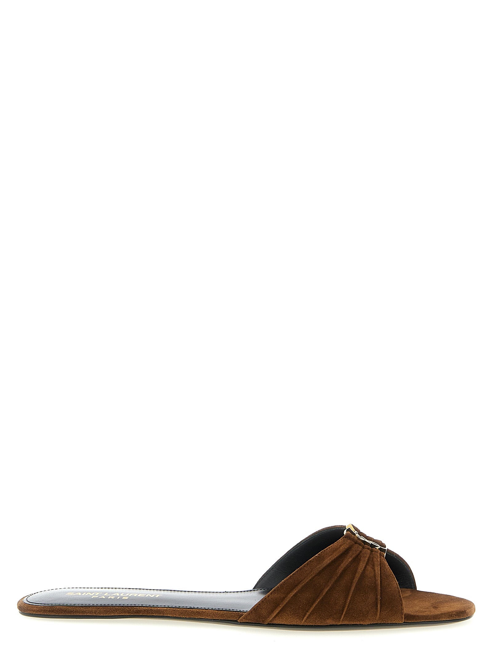 Saint Laurent Brown Calfskin Slides Saint Laurent