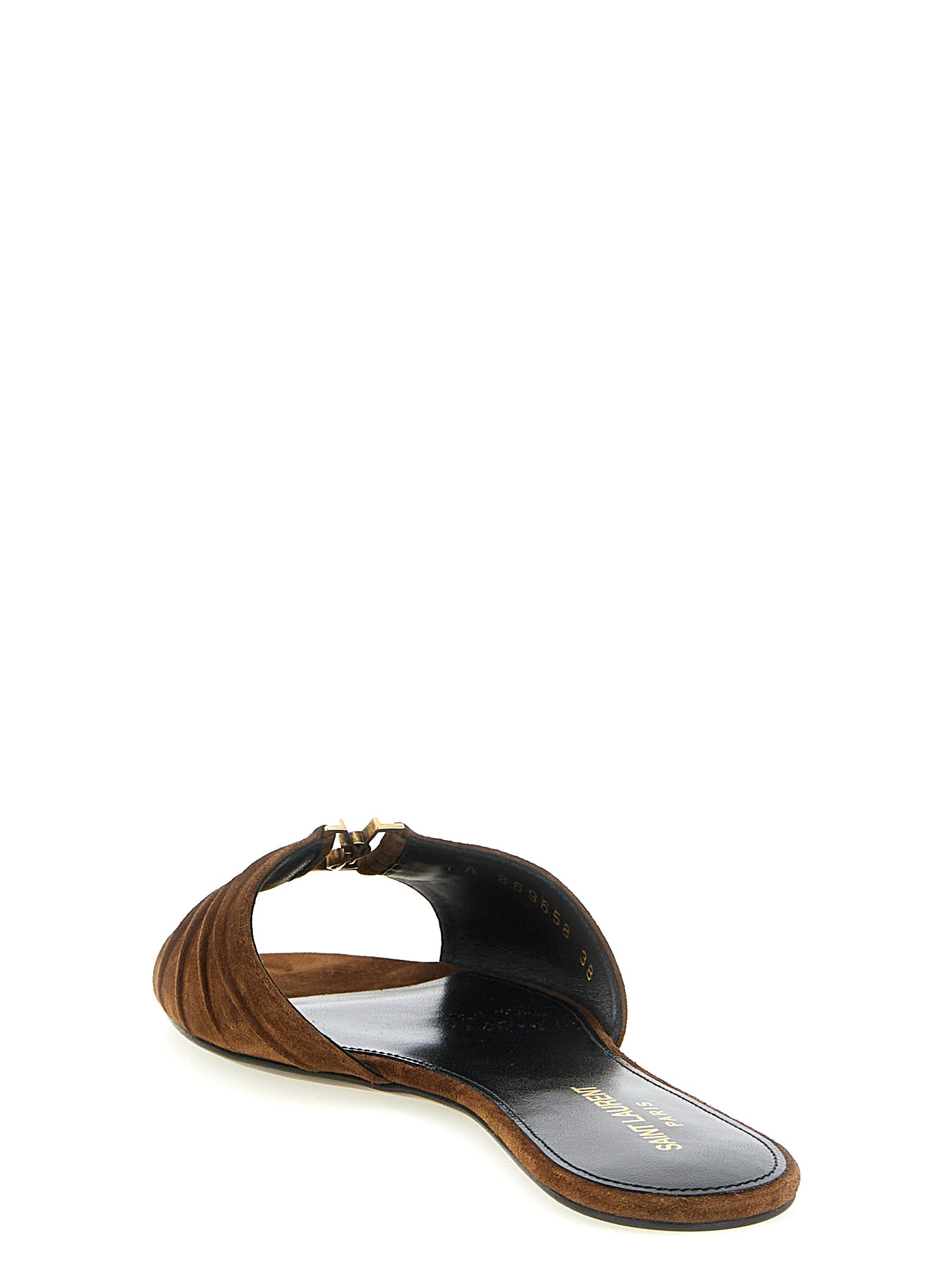 Saint Laurent Brown Calfskin Slides Saint Laurent