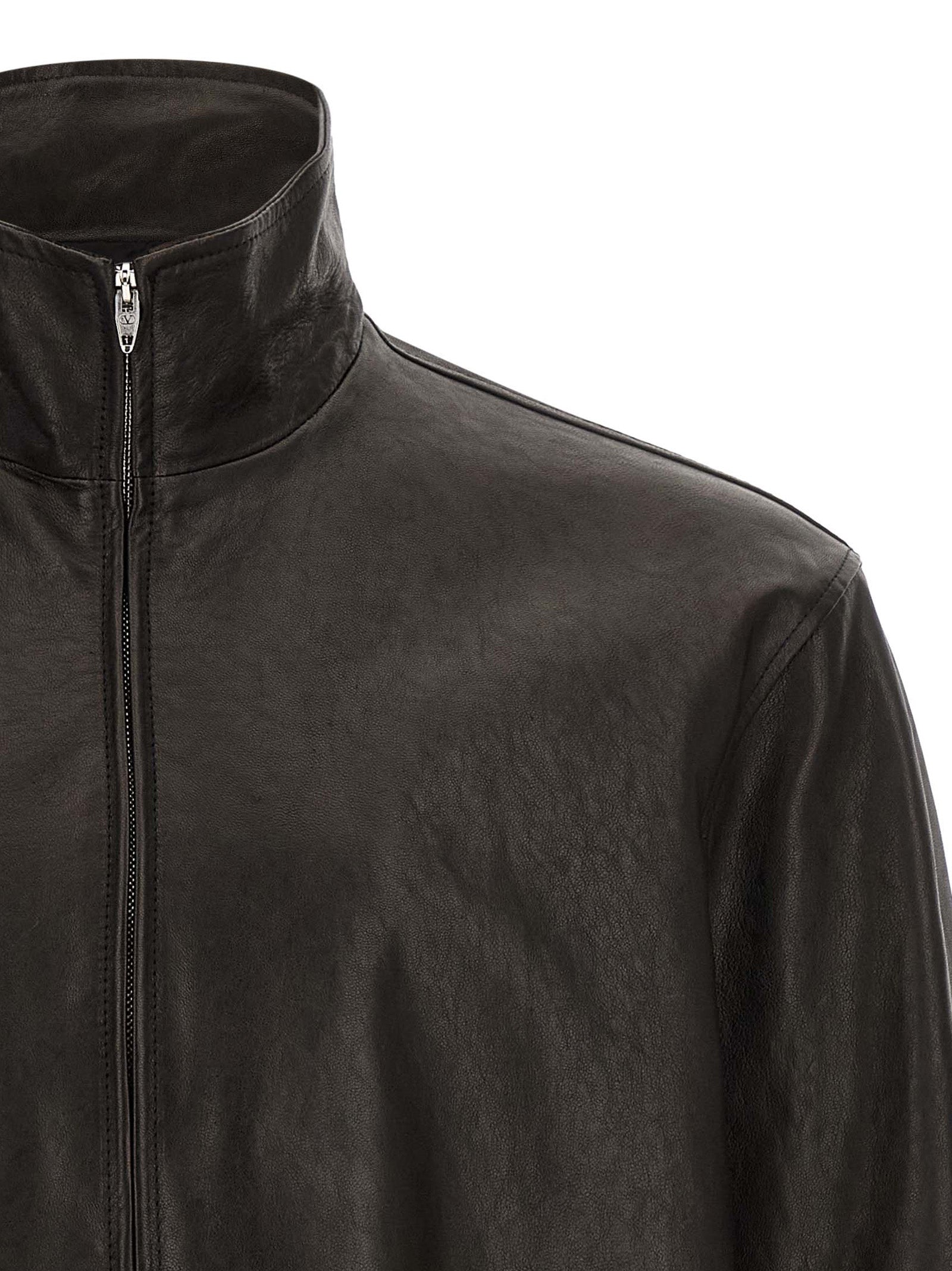 Valentino Garavani Black Calfskin Leather Jacket Valentino Garavani