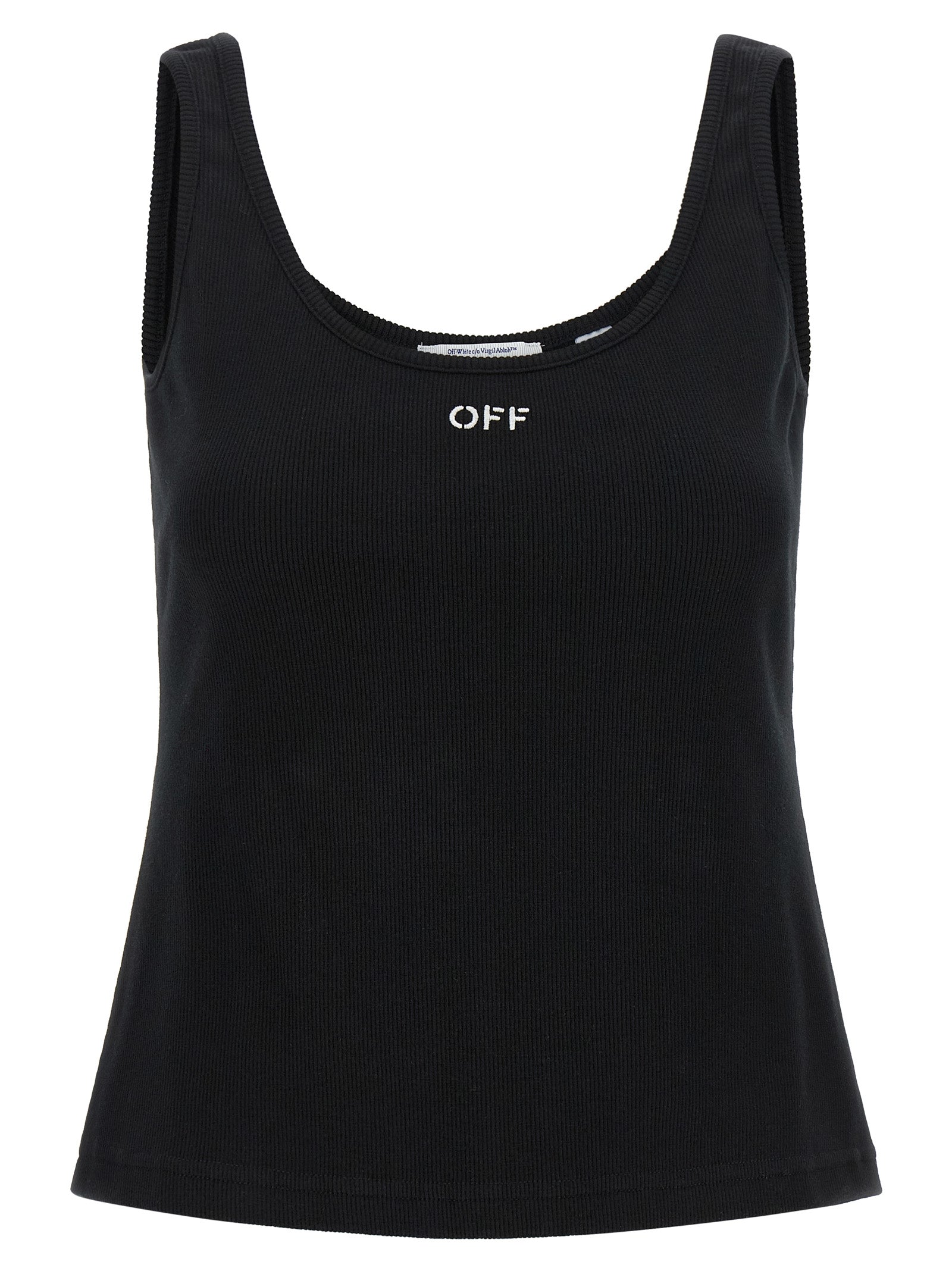 Off-White Black Cotton Tank Tops Off-White
