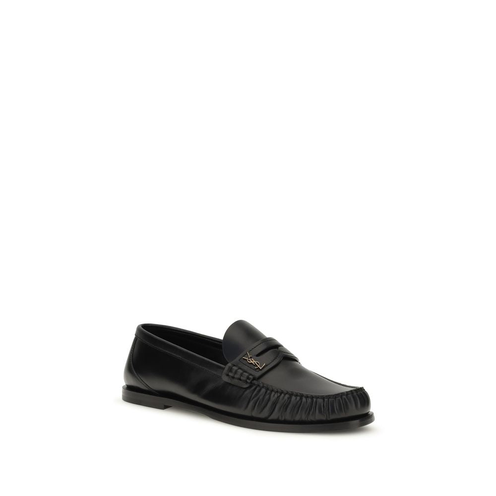 Saint Laurent Black Calf Leather Bos Taurus Slip-On Loafers Saint Laurent