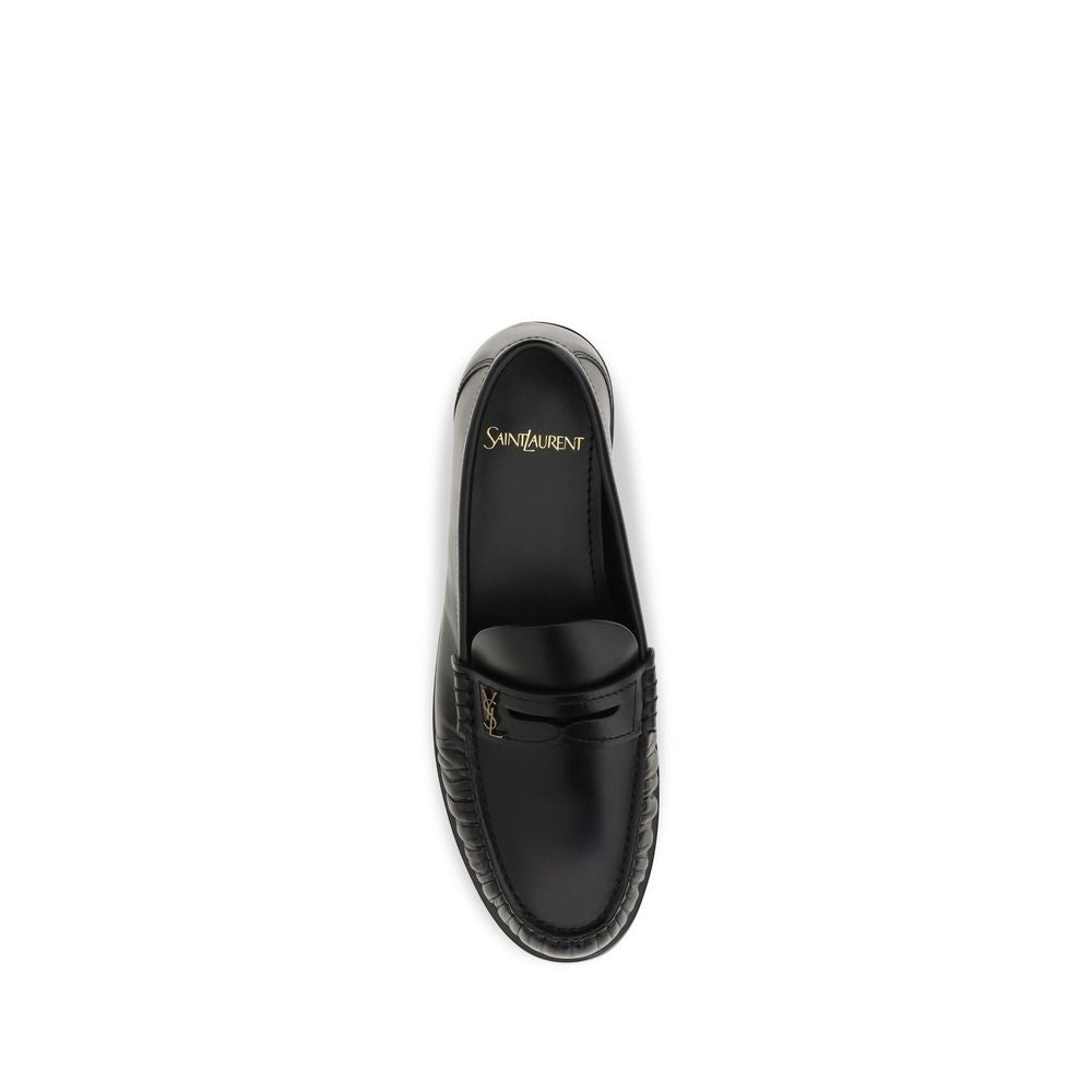 Saint Laurent Black Calf Leather Bos Taurus Slip-On Loafers Saint Laurent