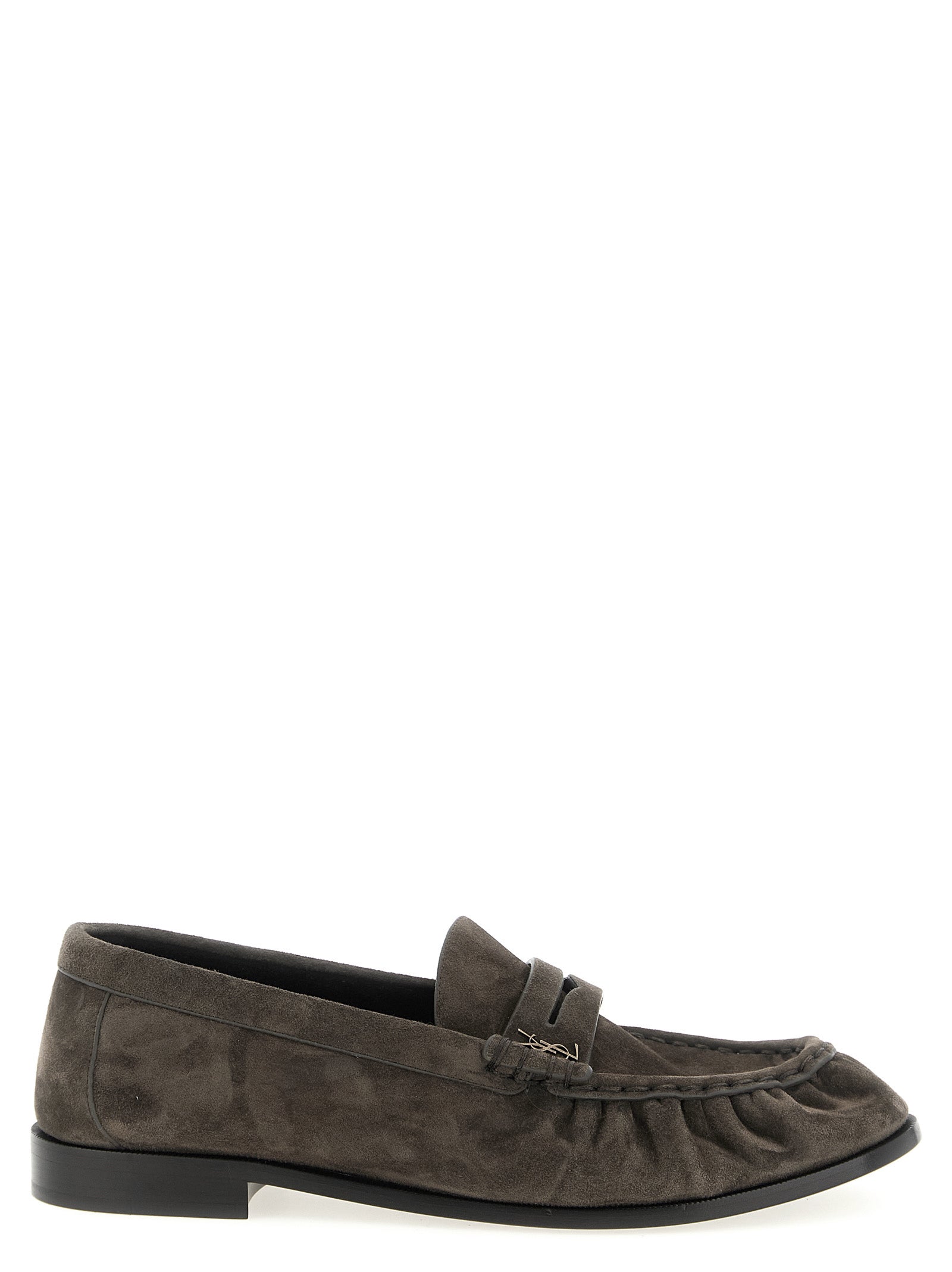 Saint Laurent Brown Calfskin Slip-On Loafers Saint Laurent