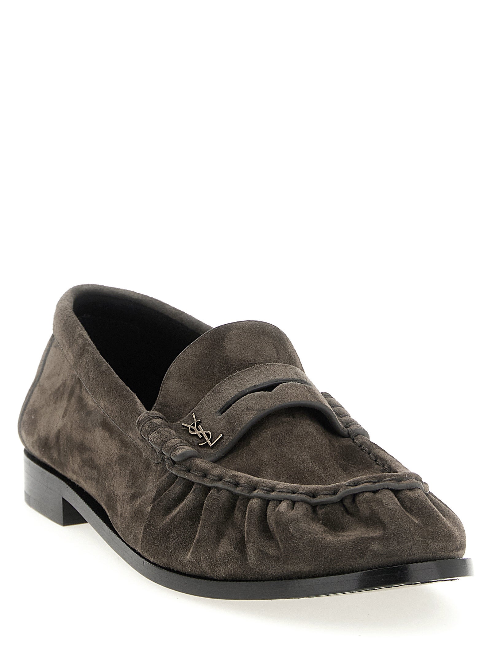 Saint Laurent Brown Calfskin Slip-On Loafers Saint Laurent