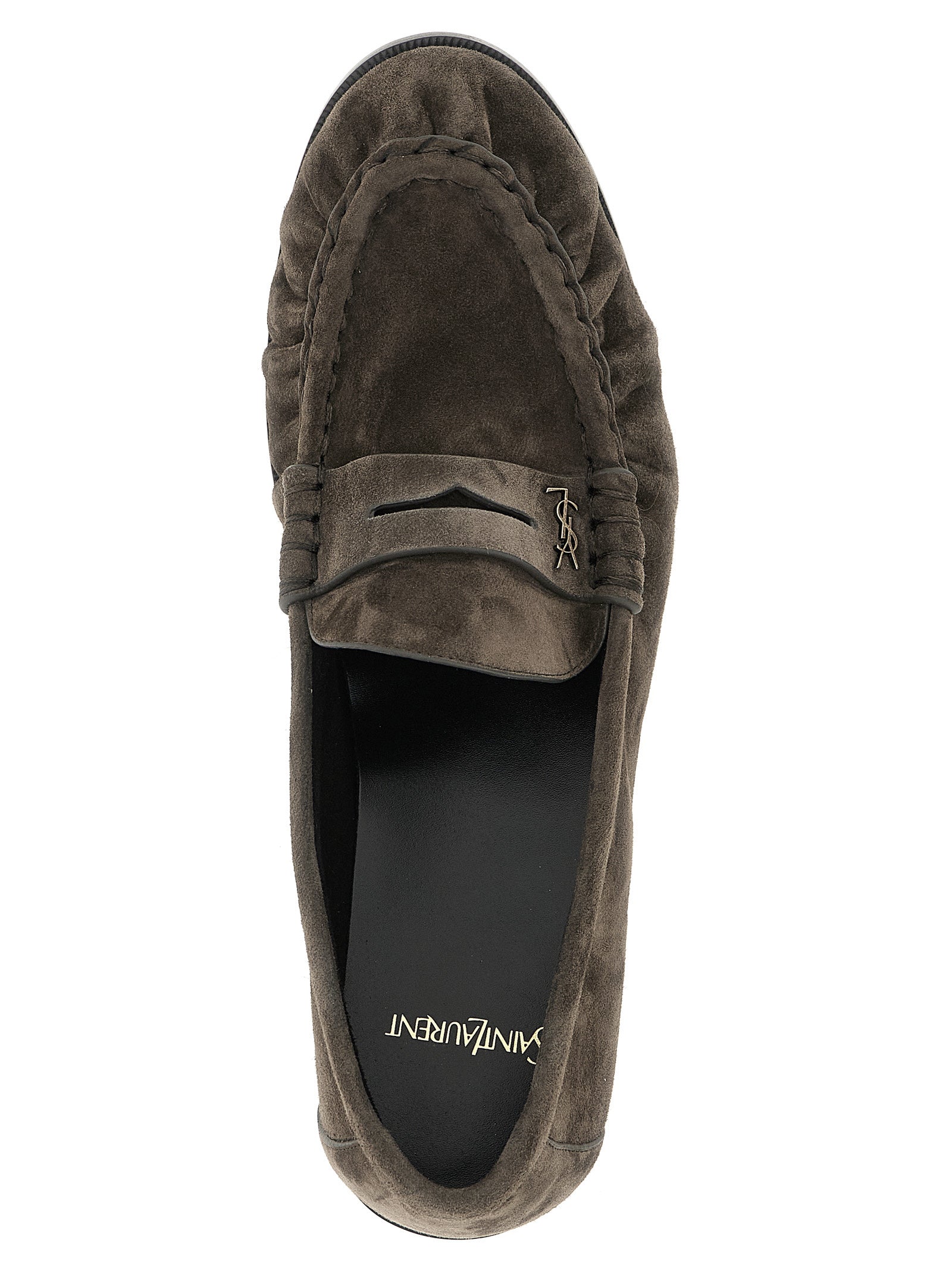 Saint Laurent Brown Calfskin Slip-On Loafers Saint Laurent
