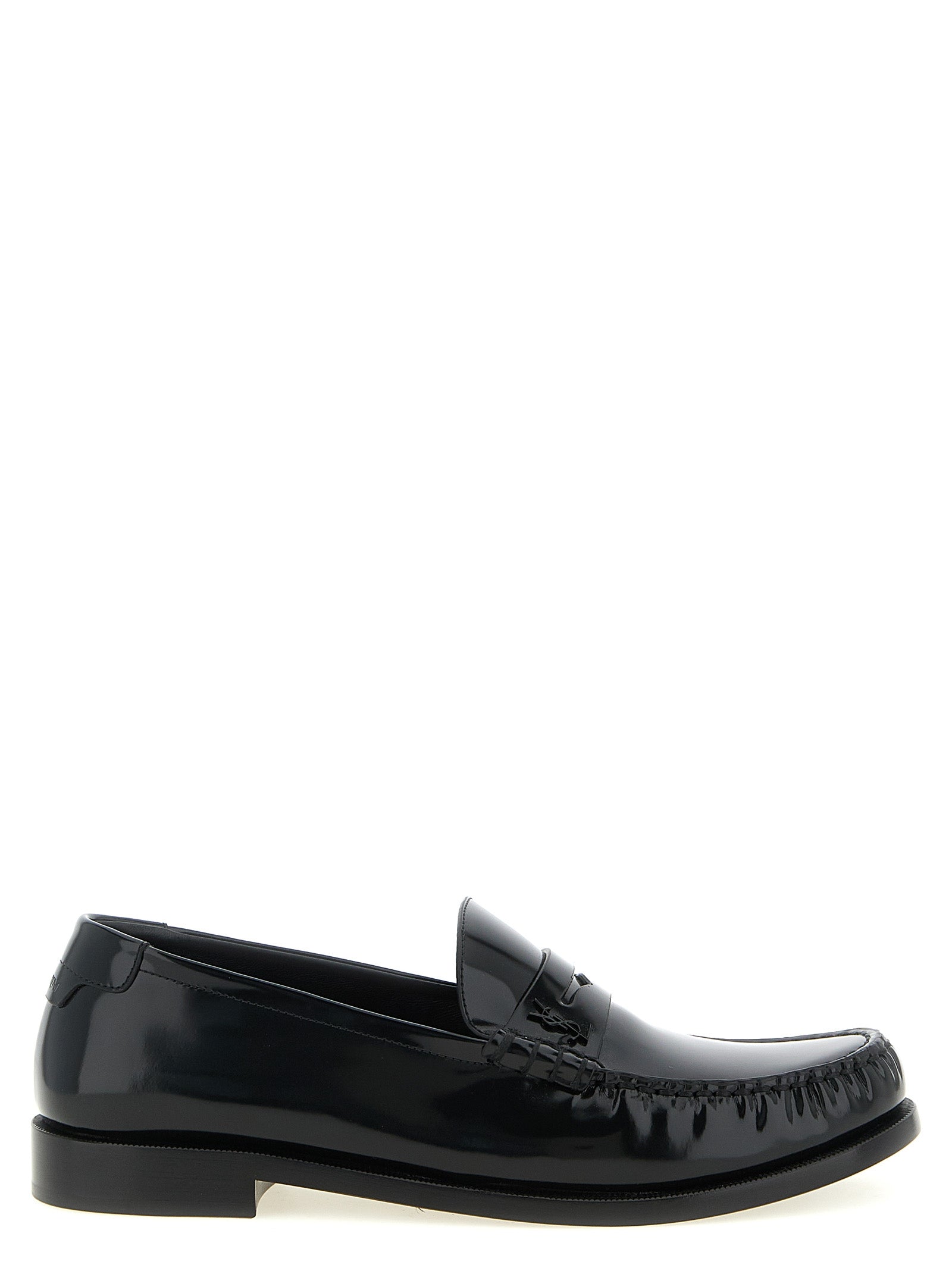 Saint Laurent Black Calfskin Slip-On Loafers Saint Laurent