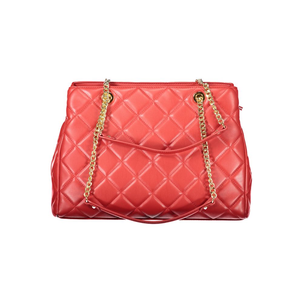 Mario Valentino Rosso Polyurethane Women's Bag with Chain and Zip Closure Mario Valentino