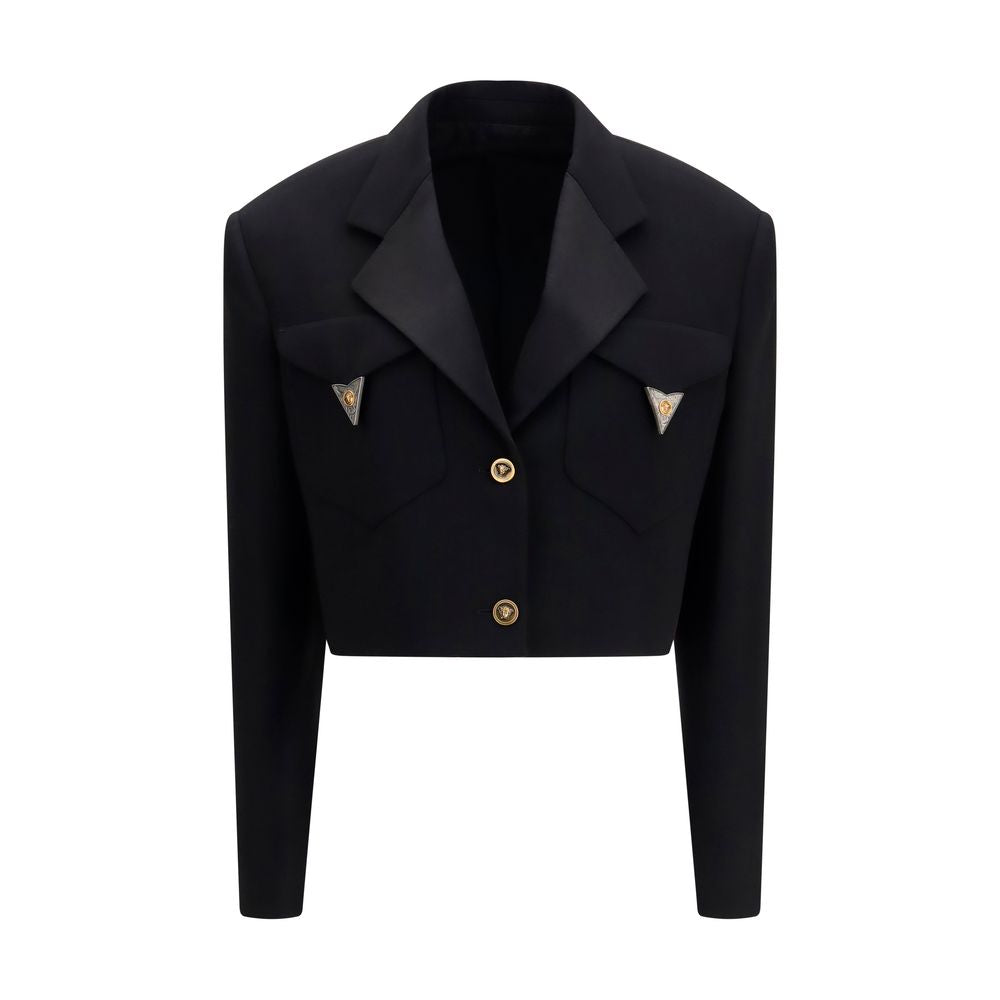Versace Black Wool Oves Aries Blazer Versace