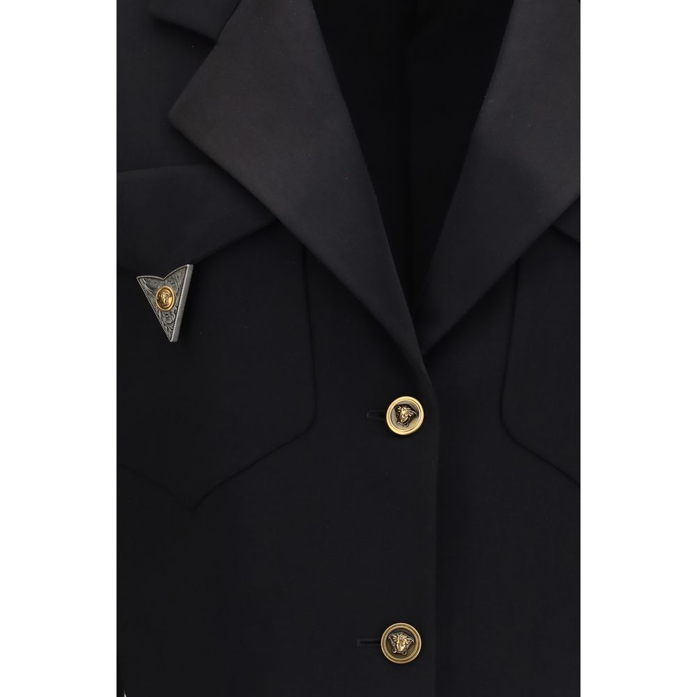 Versace Black Wool Oves Aries Blazer Versace