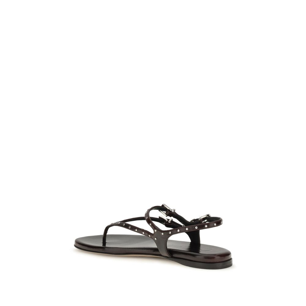 Chloé Black Calf Leather Bos Taurus Flat Sandals Chloé