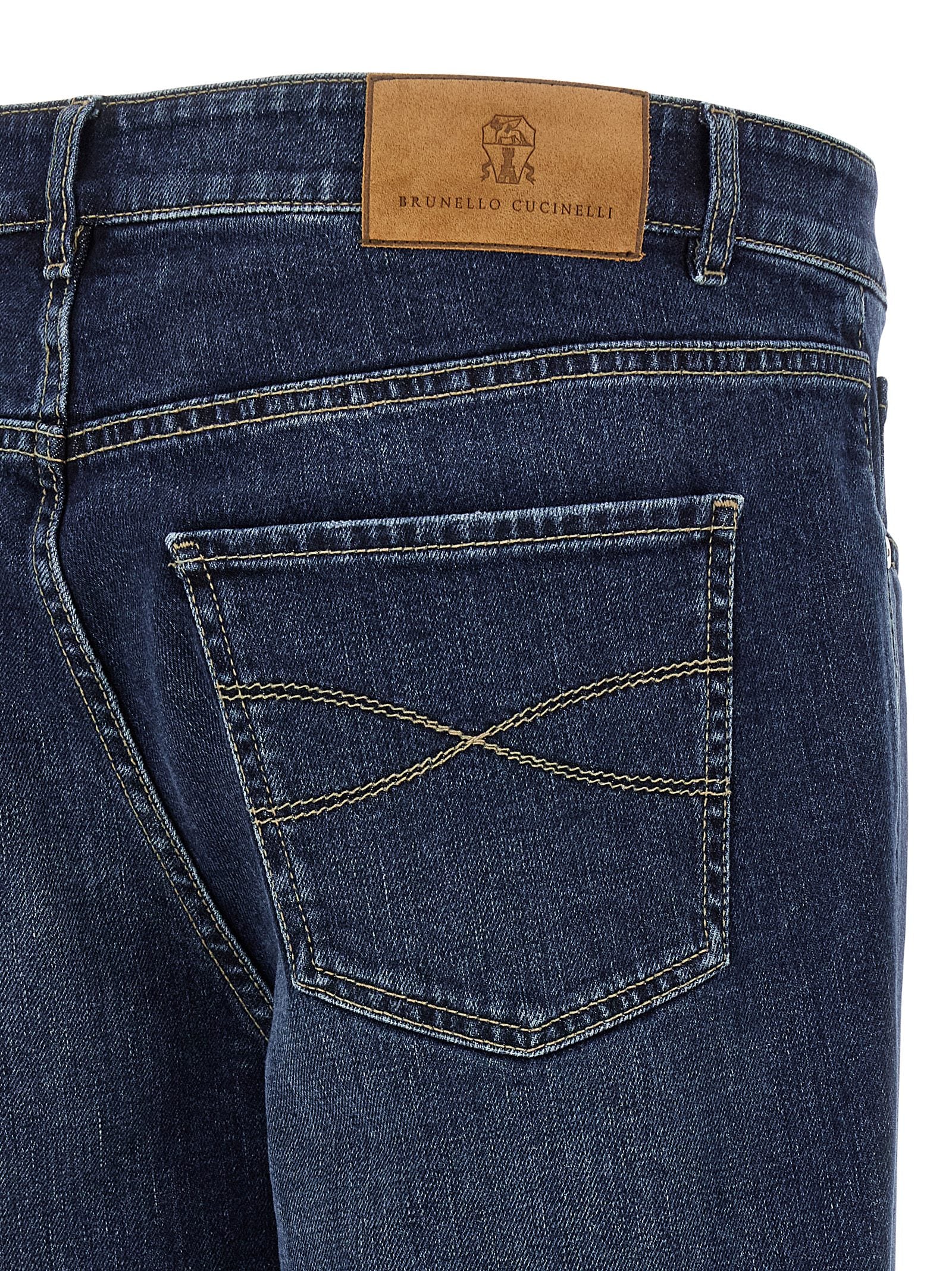 Brunello Cucinelli Blue Cotton Straight-Leg Jeans Brunello Cucinelli