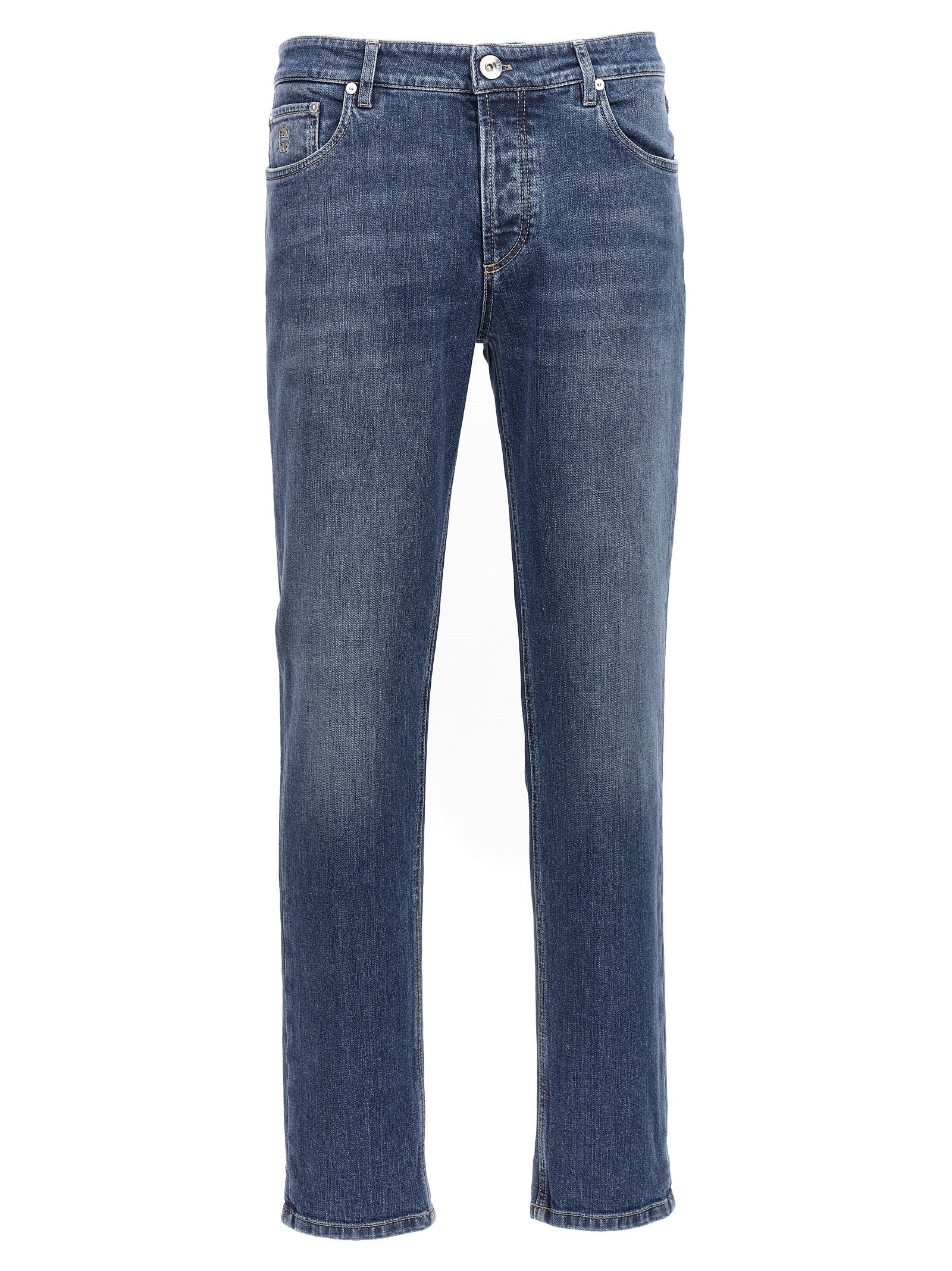 Brunello Cucinelli Blue Cotton Slim Fit Jeans Brunello Cucinelli