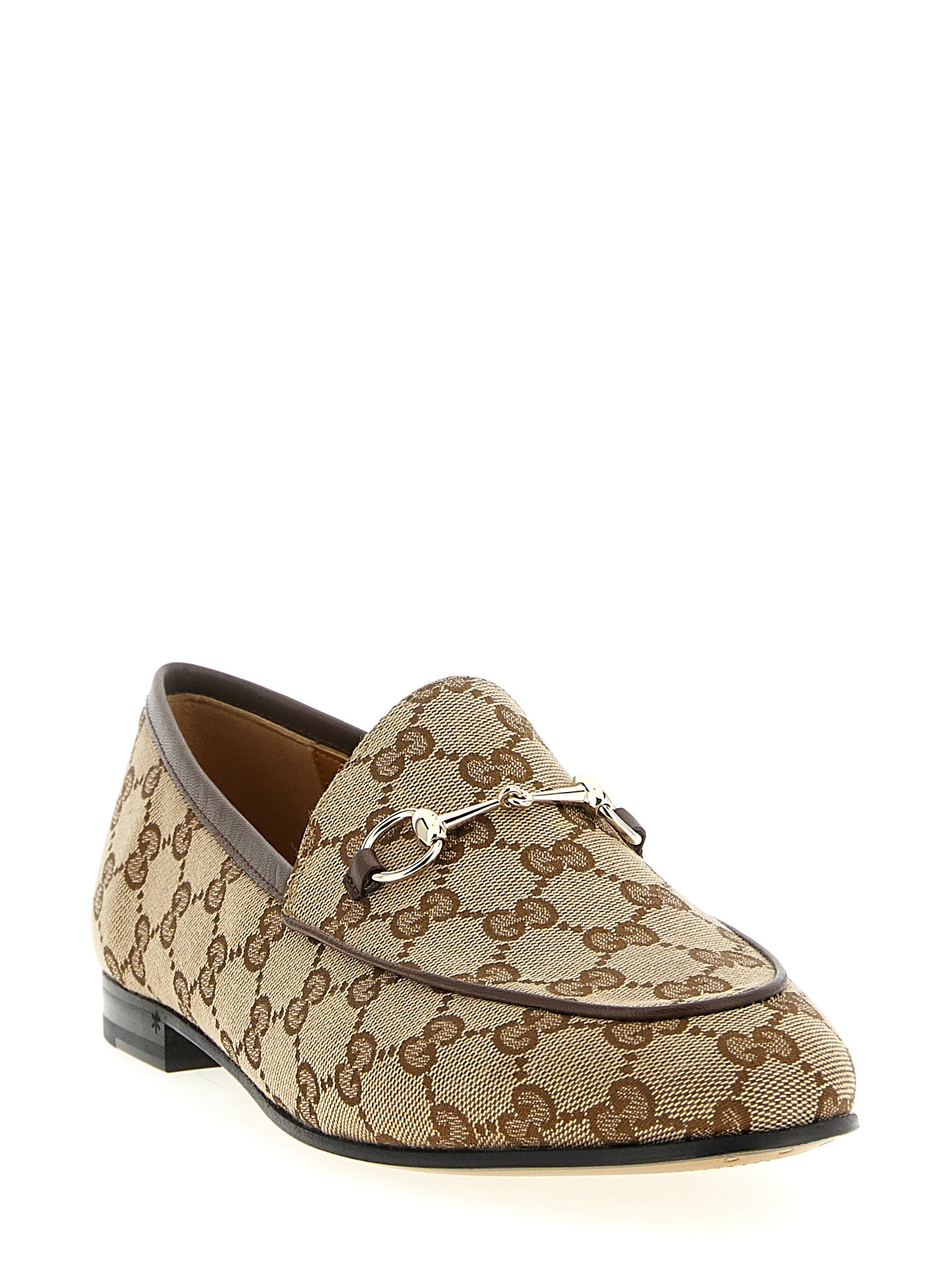 Gucci Beige Polyester Slip-On Loafers