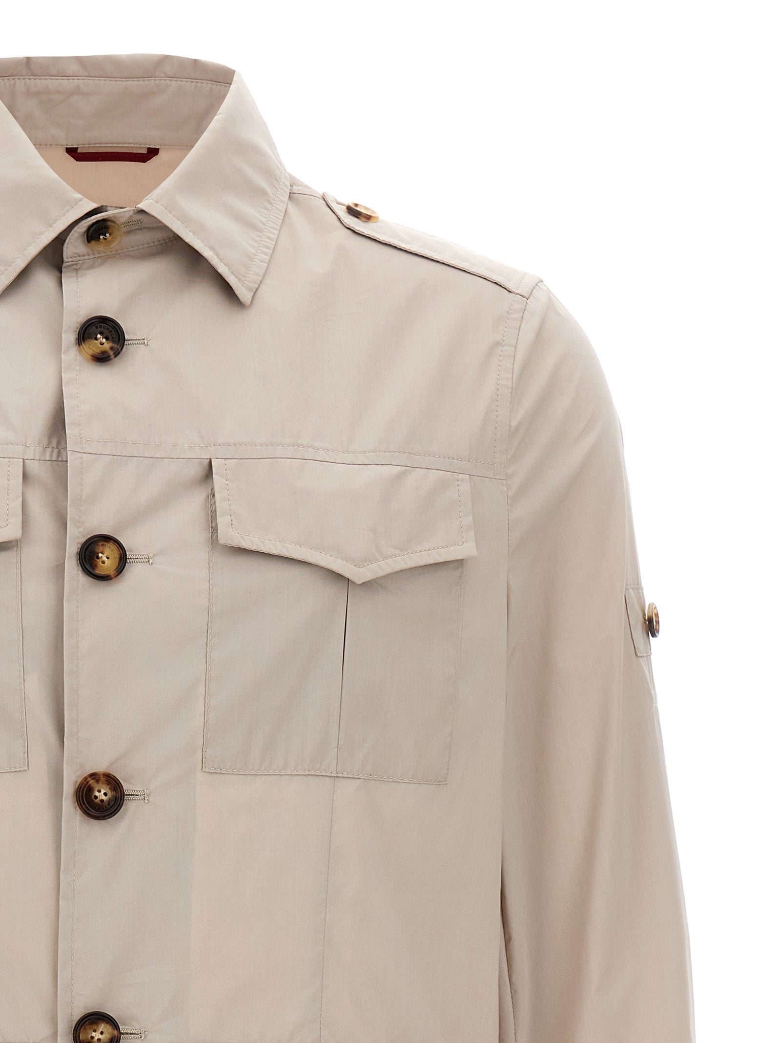 Brunello Cucinelli Beige Cotton Full-Length Jacket Brunello Cucinelli