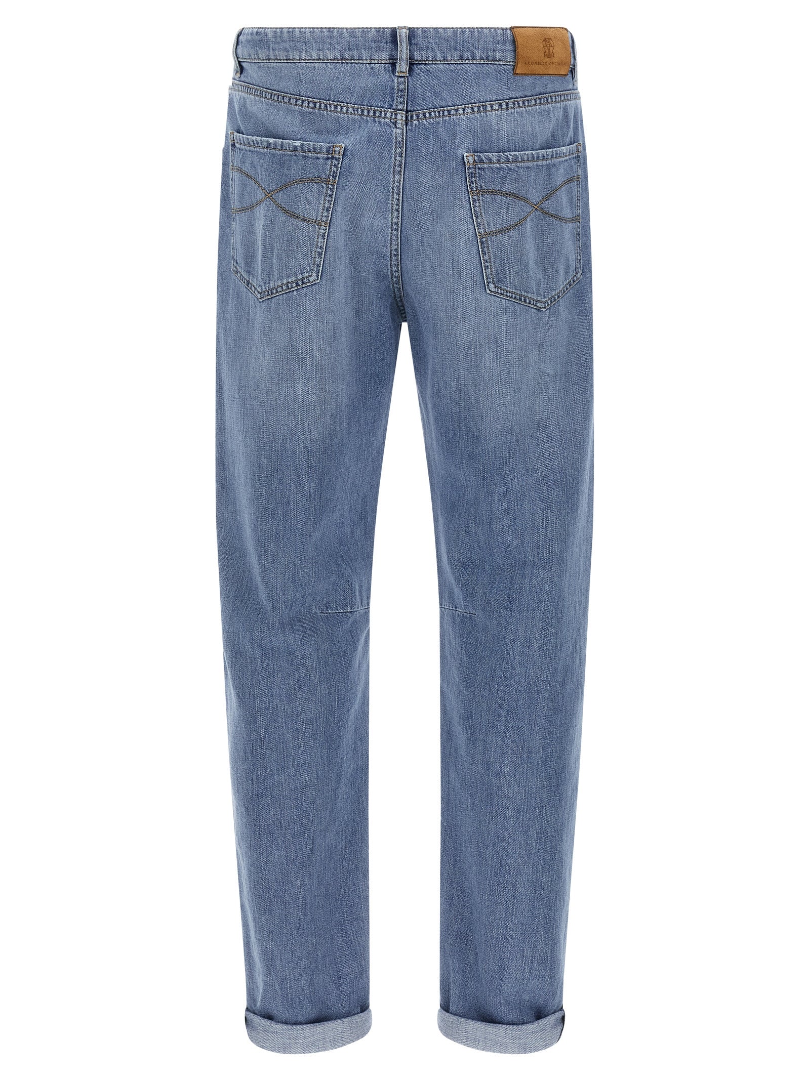 Brunello Cucinelli Blue Cotton Straight-Leg Jeans Brunello Cucinelli