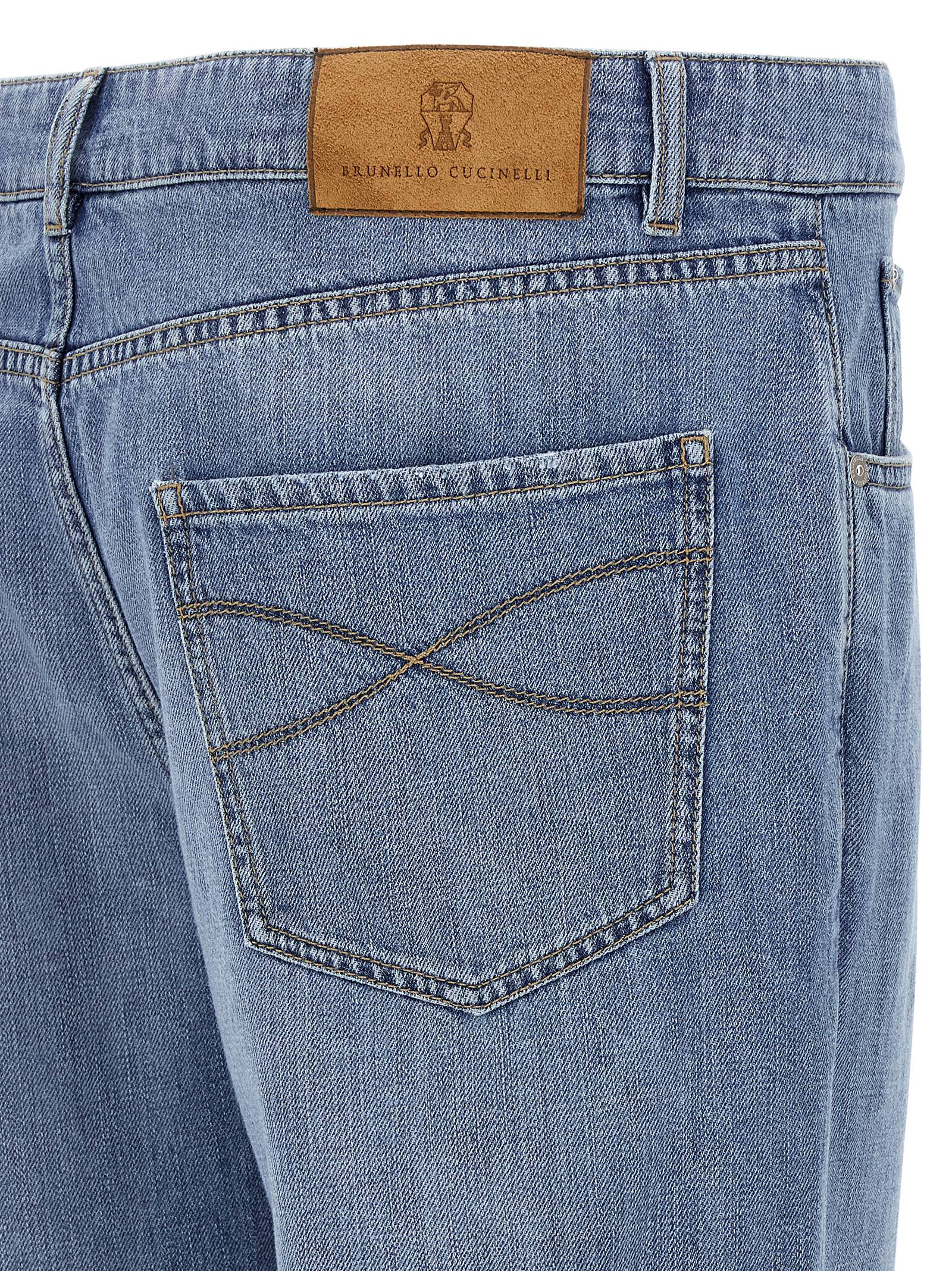 Brunello Cucinelli Blue Cotton Straight-Leg Jeans Brunello Cucinelli