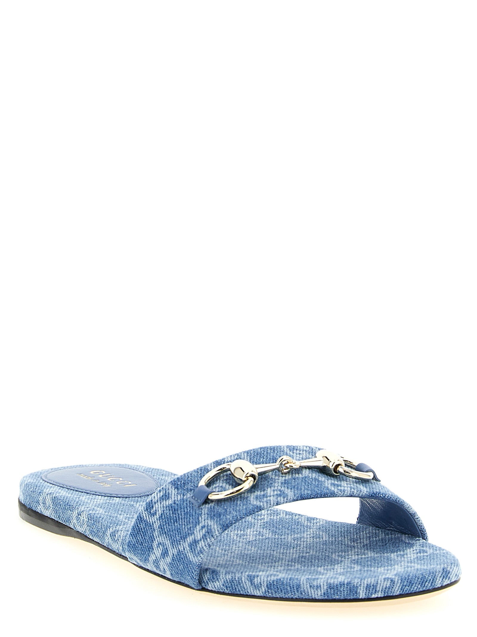 Gucci Blue Cotton Slides Gucci