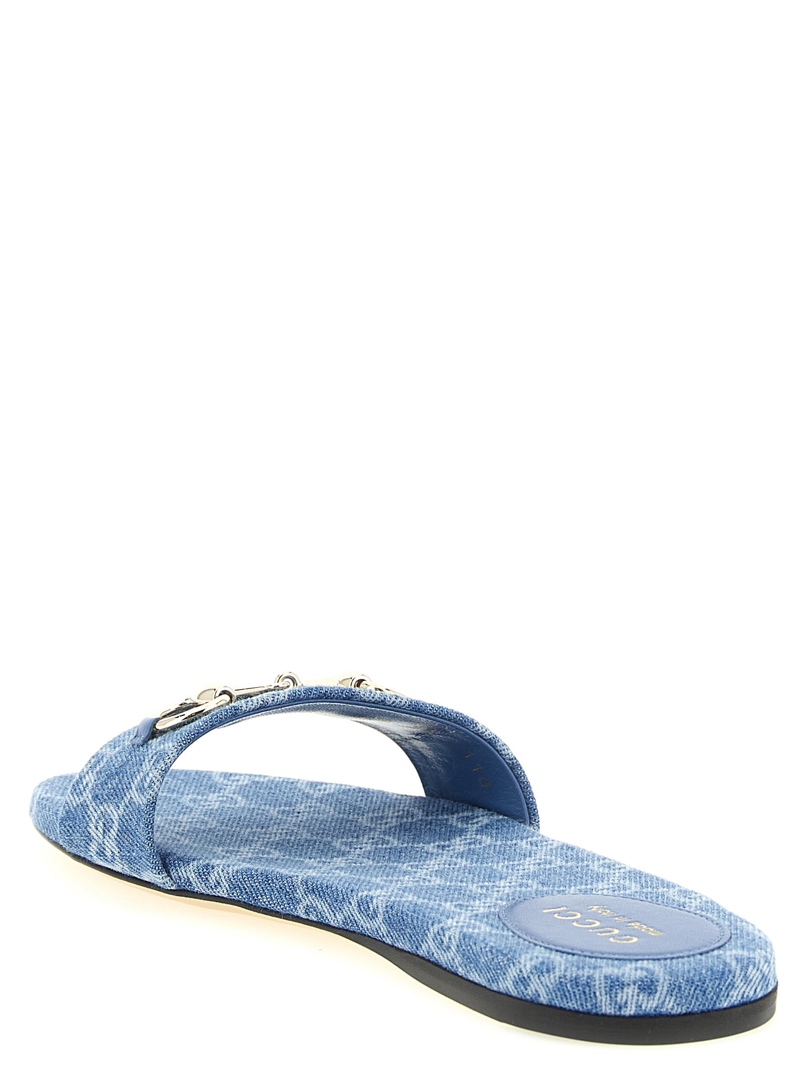 Gucci Blue Cotton Slides Gucci