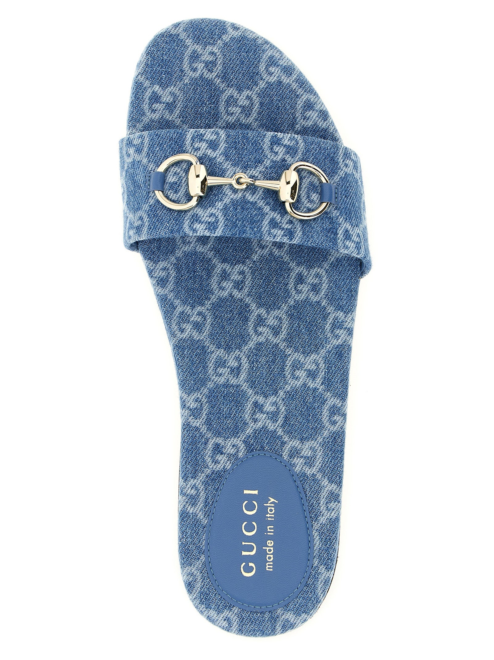 Gucci Blue Cotton Slides Gucci
