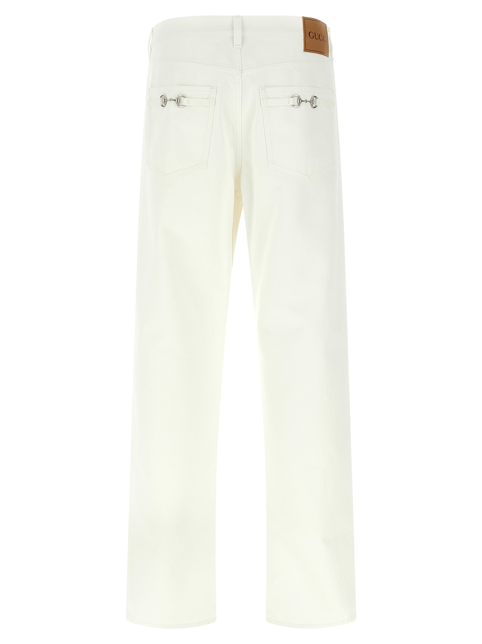 Gucci White Cotton Straight-Leg Jeans Gucci