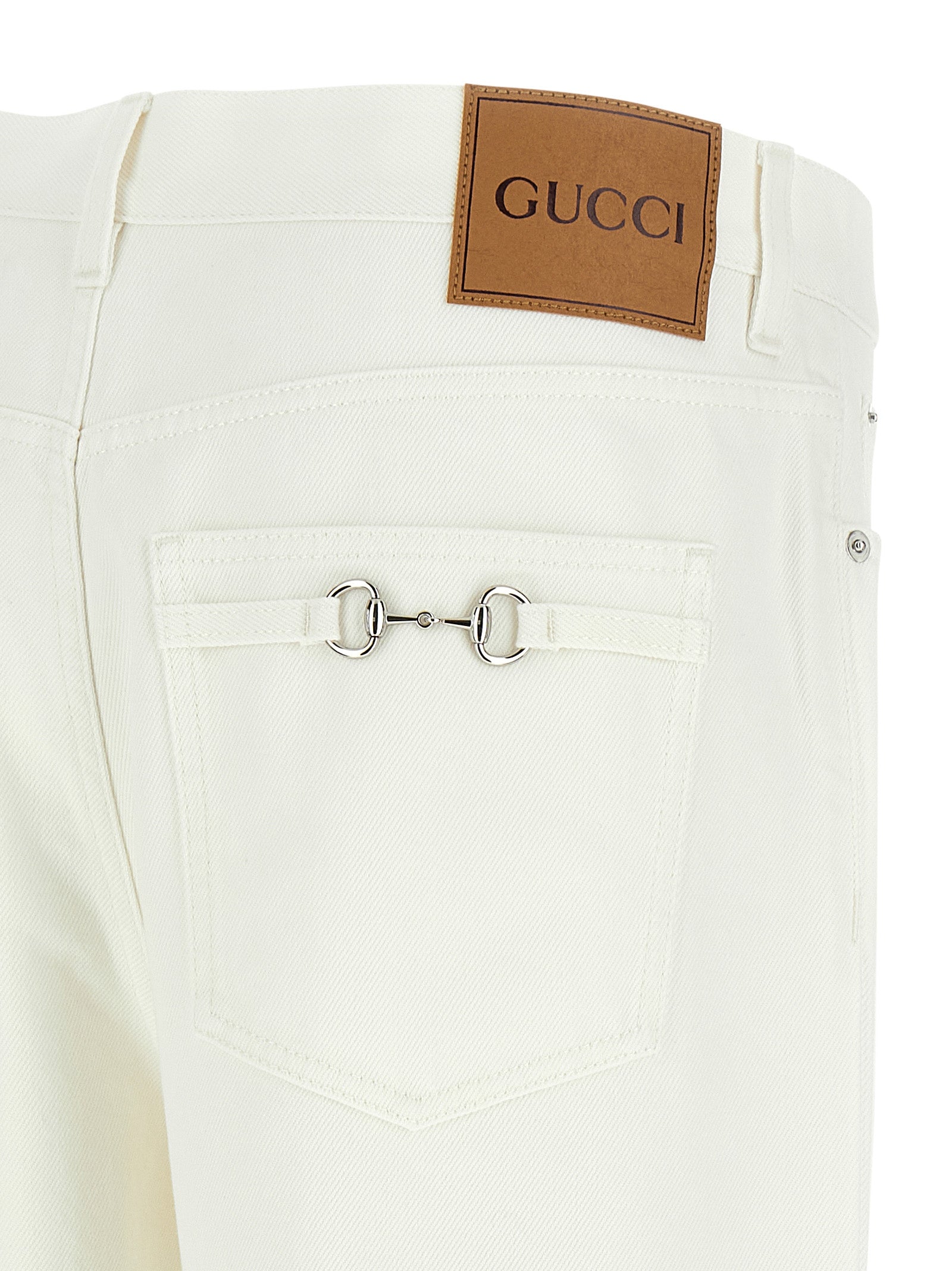 Gucci White Cotton Straight-Leg Jeans Gucci