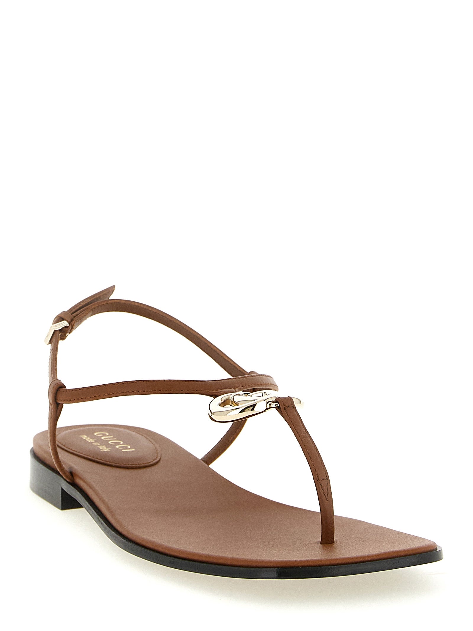 Gucci Brown Calfskin Flat Sandals Gucci