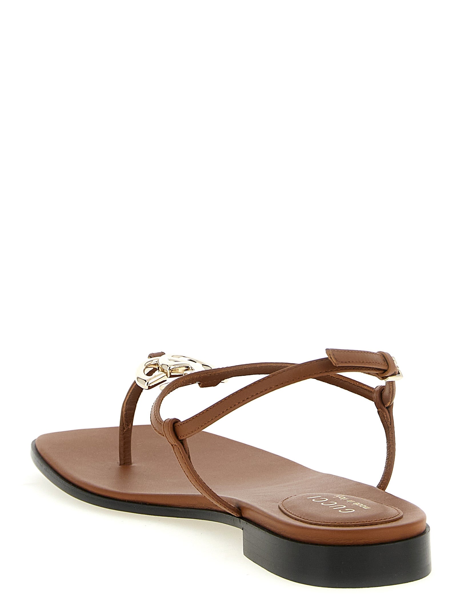Gucci Brown Calfskin Flat Sandals Gucci