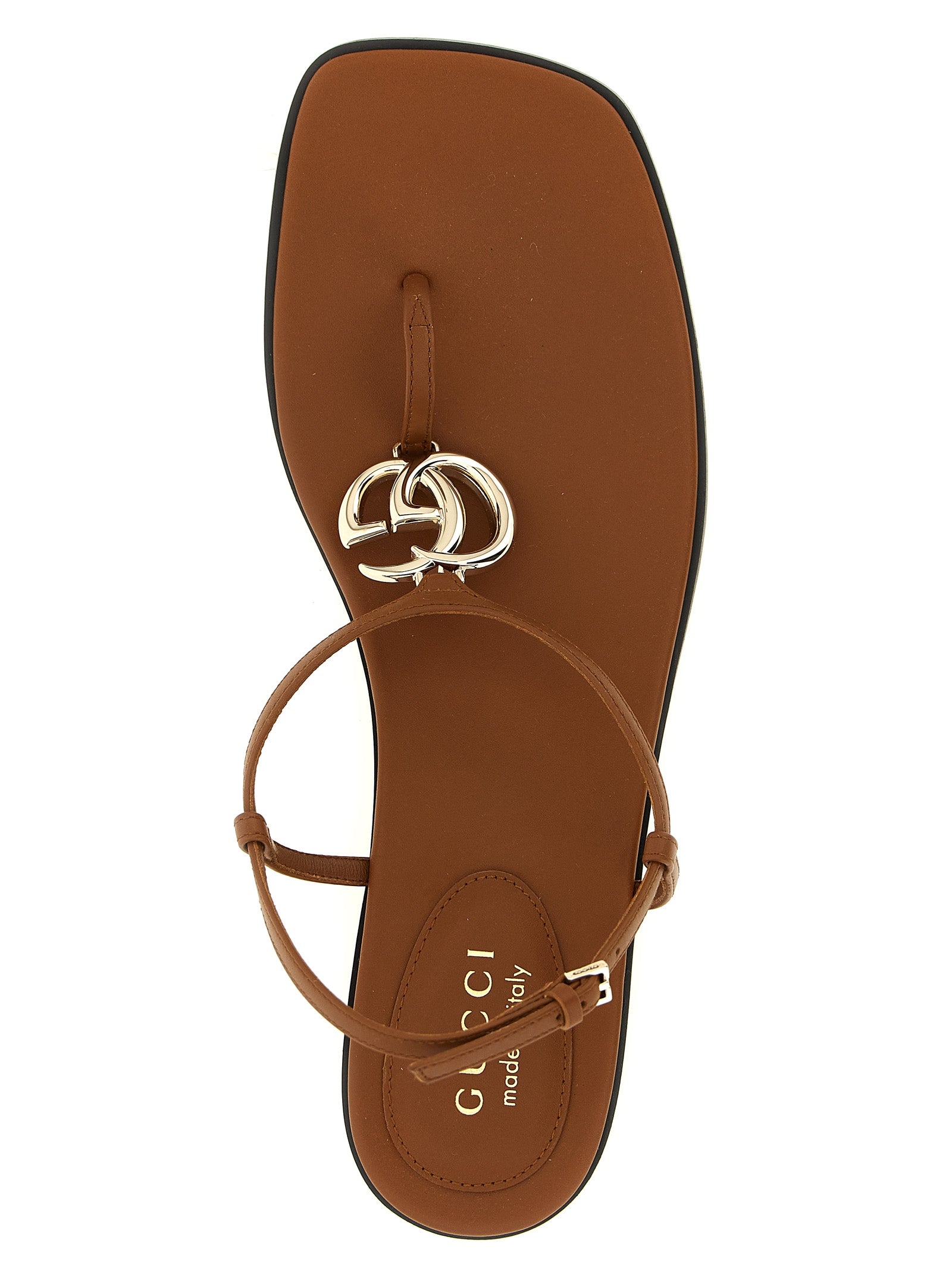 Gucci Brown Calfskin Flat Sandals Gucci