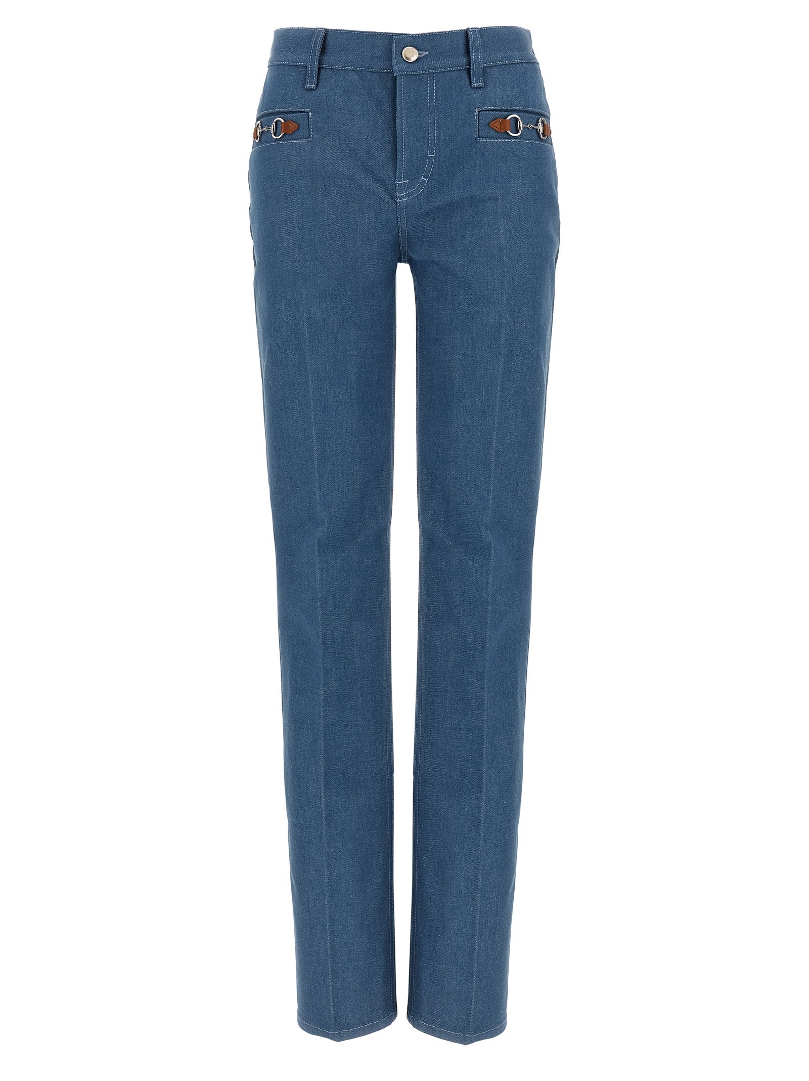 Gucci Blue Cotton Straight-Leg Jeans Gucci