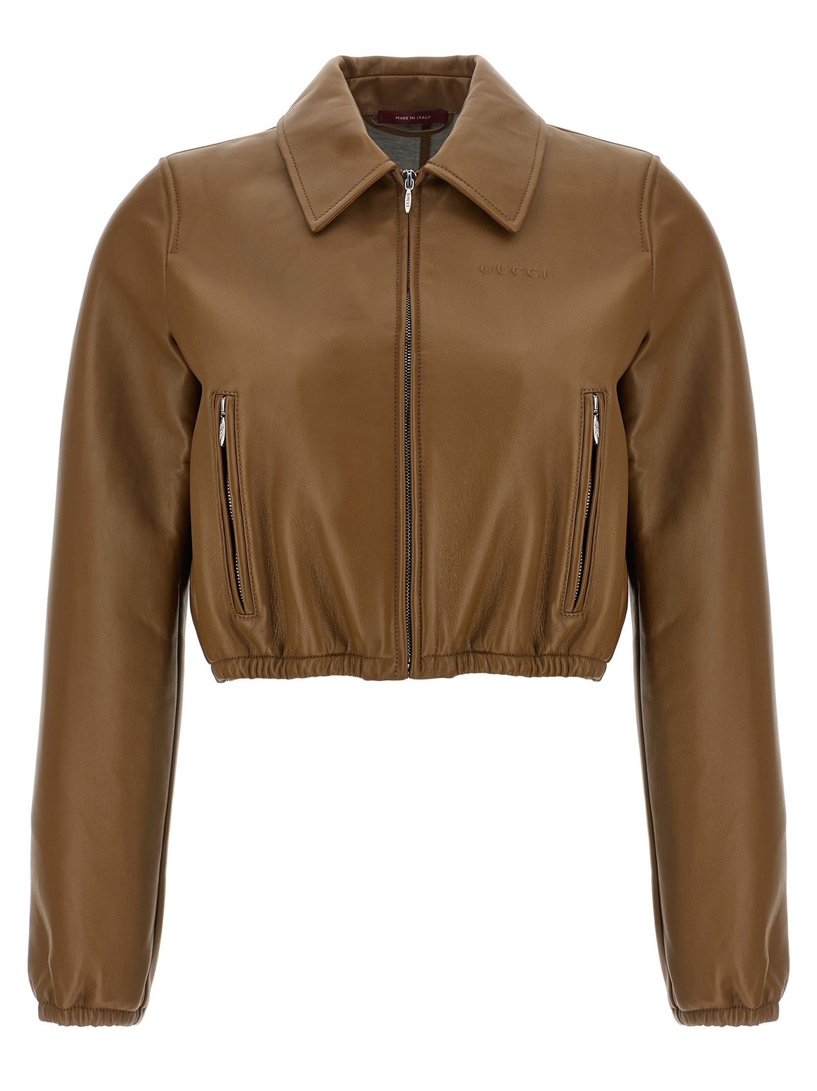 Gucci Beige Lamb Leather Leather Jacket Gucci