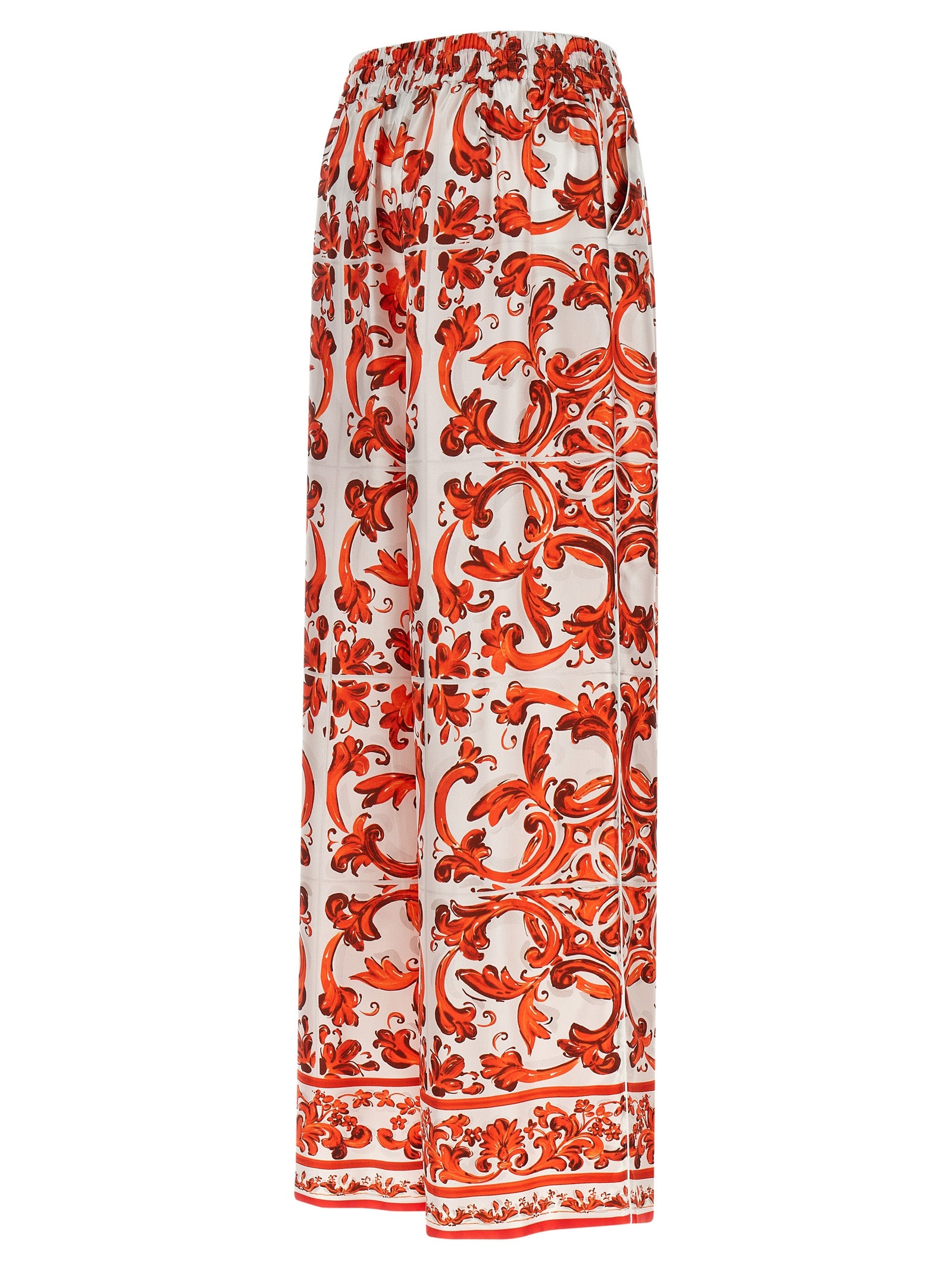 Dolce & Gabbana Orange Silk Flared Pants Dolce & Gabbana