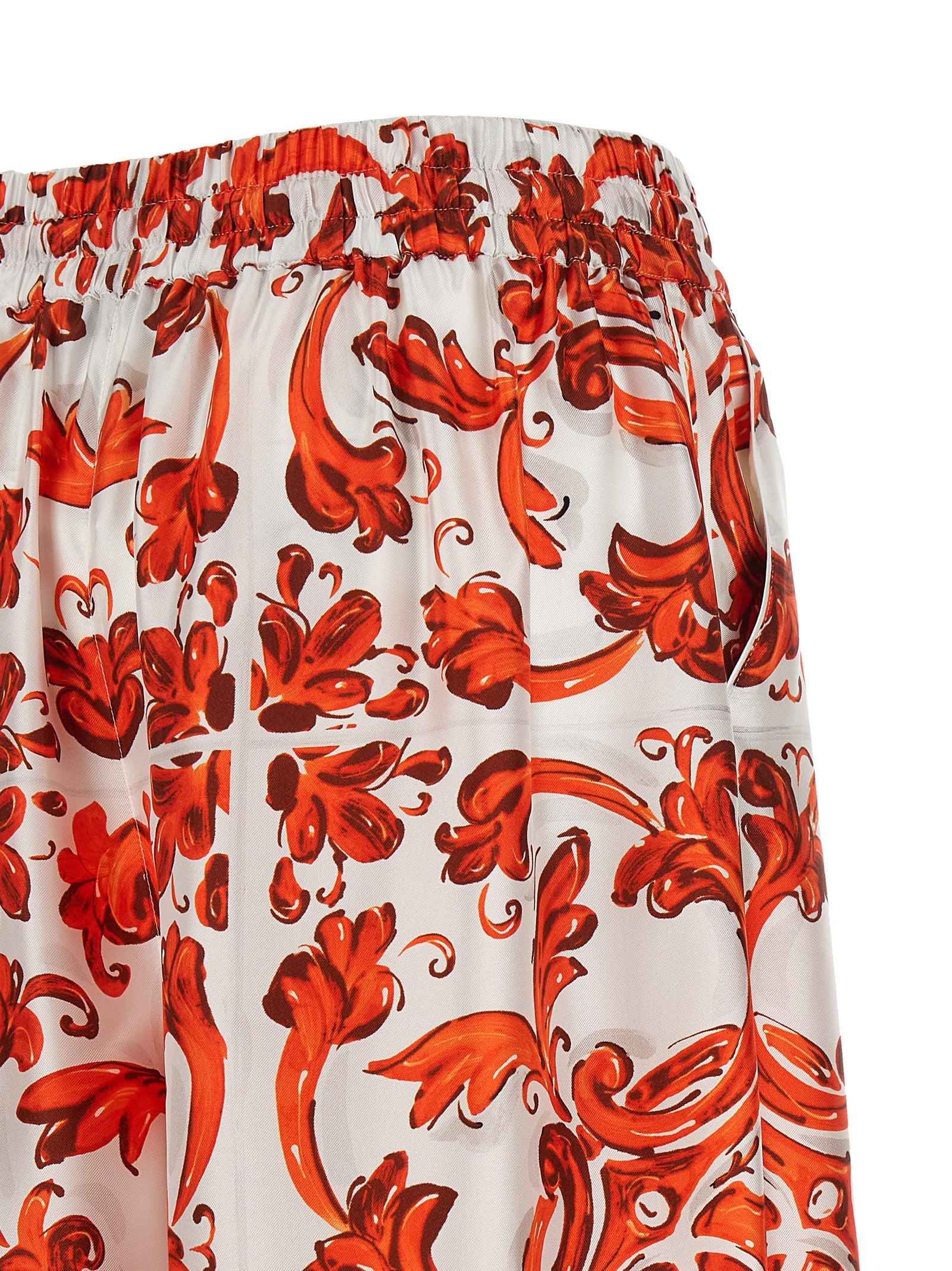 Dolce & Gabbana Orange Silk Flared Pants Dolce & Gabbana