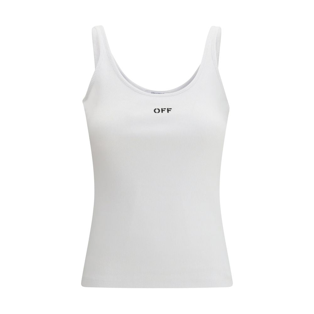 Off-White White Cotton Sleeveles T-Shirt Off-White