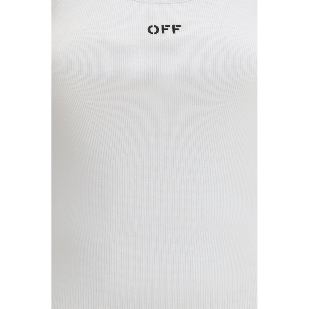 Off-White White Cotton Sleeveles T-Shirt Off-White