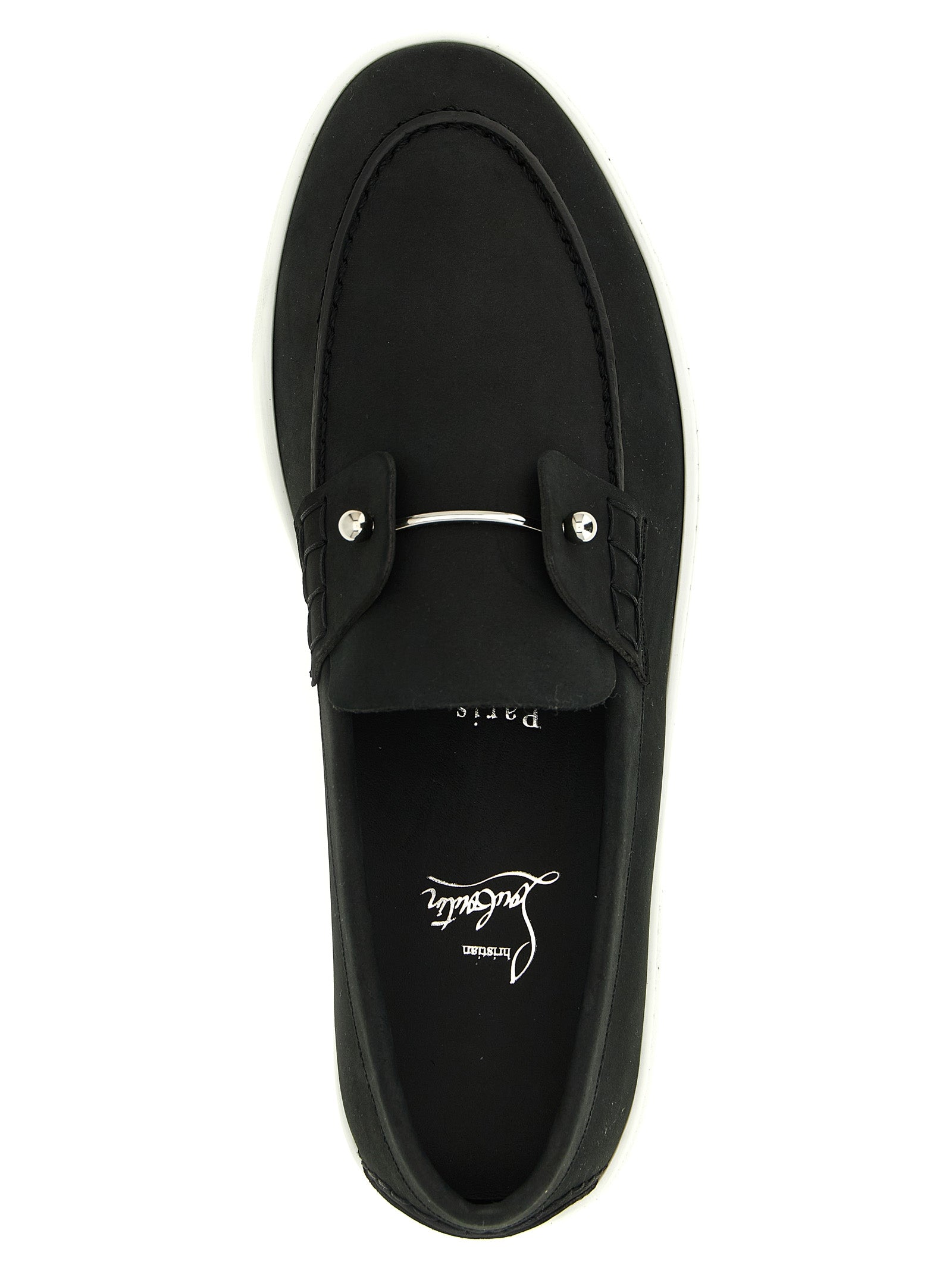 Christian Louboutin Black Calfskin Slip-On Loafers Christian Louboutin