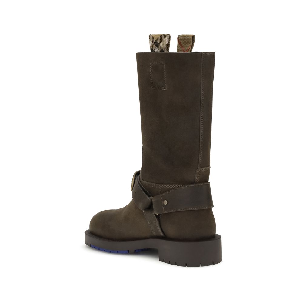 Burberry Brown Calf Leather Bos Taurus Lace-Up Boots Burberry
