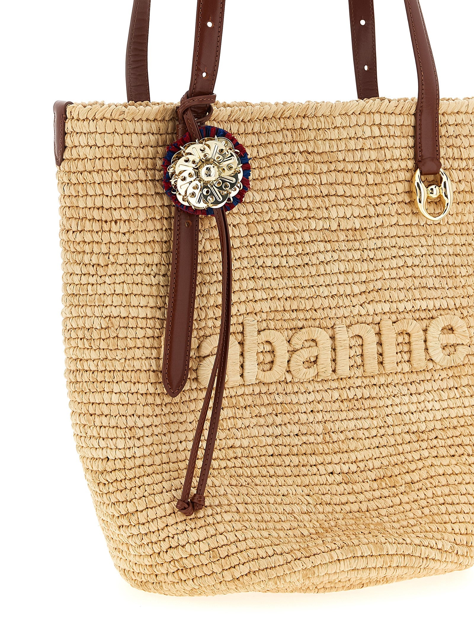 Paco Rabanne Beige Raffia Tote Bag Paco Rabanne