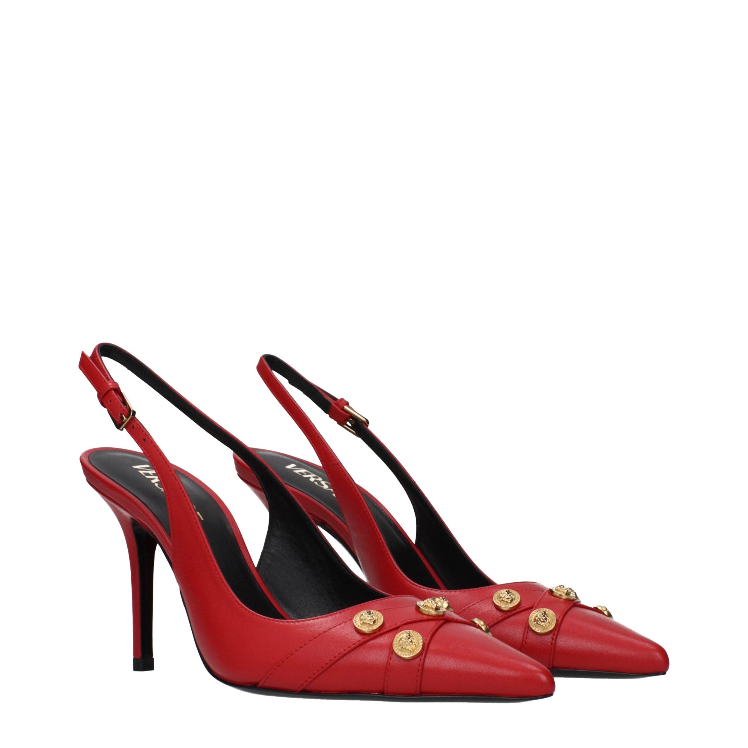 Versace Red Leather High Heel Pumps Versace