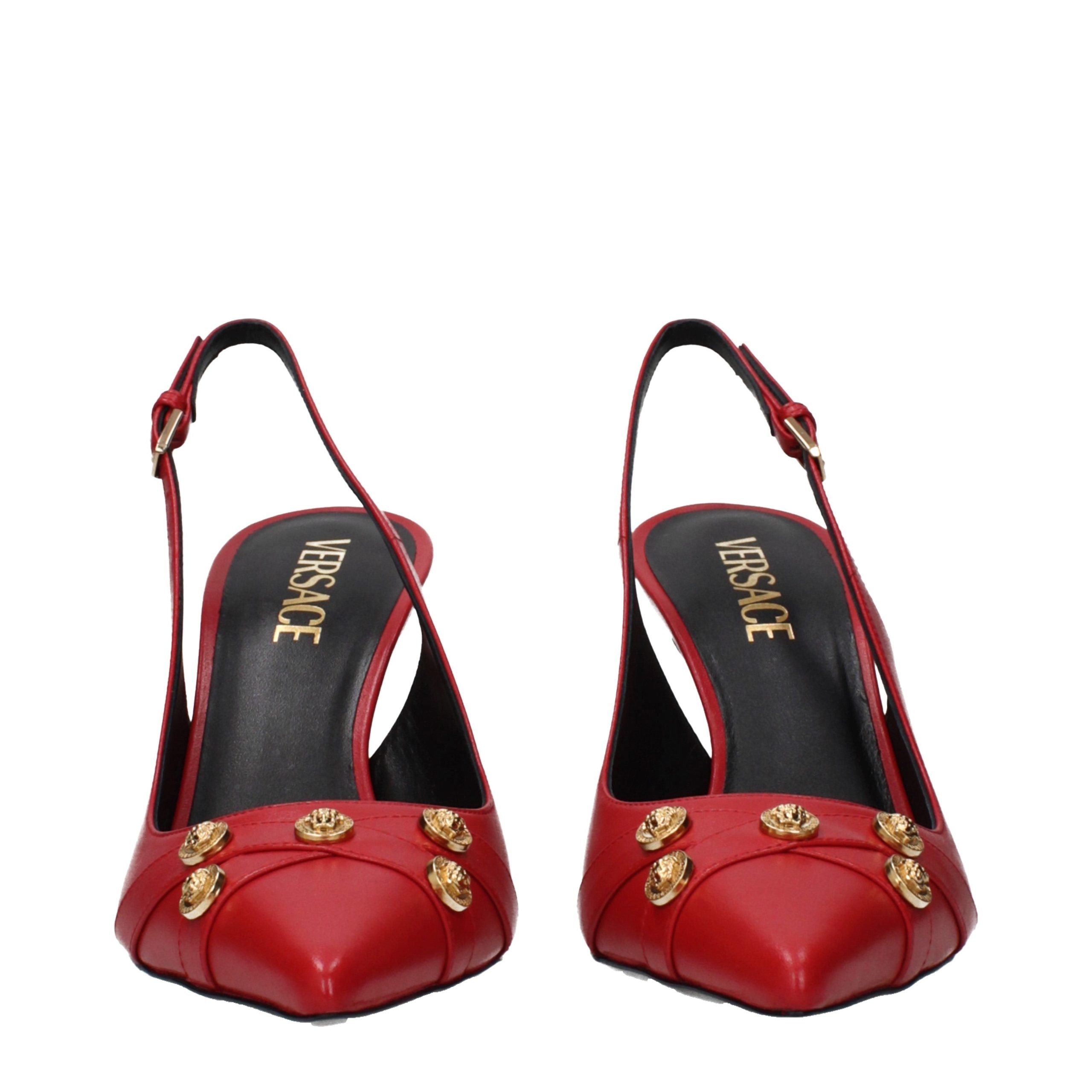 Versace Red Leather High Heel Pumps Versace