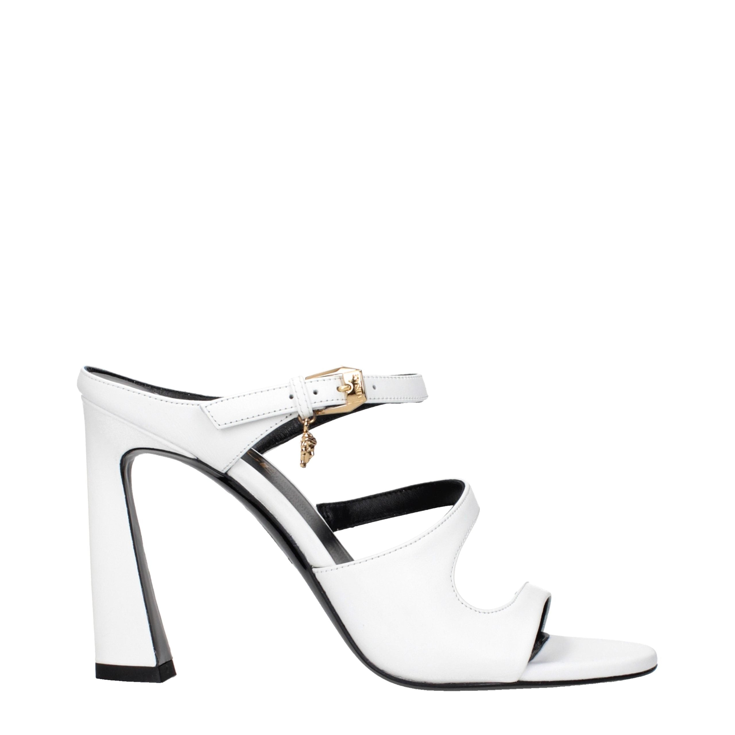 Versace White Leather Stiletto Heel Sandals Versace