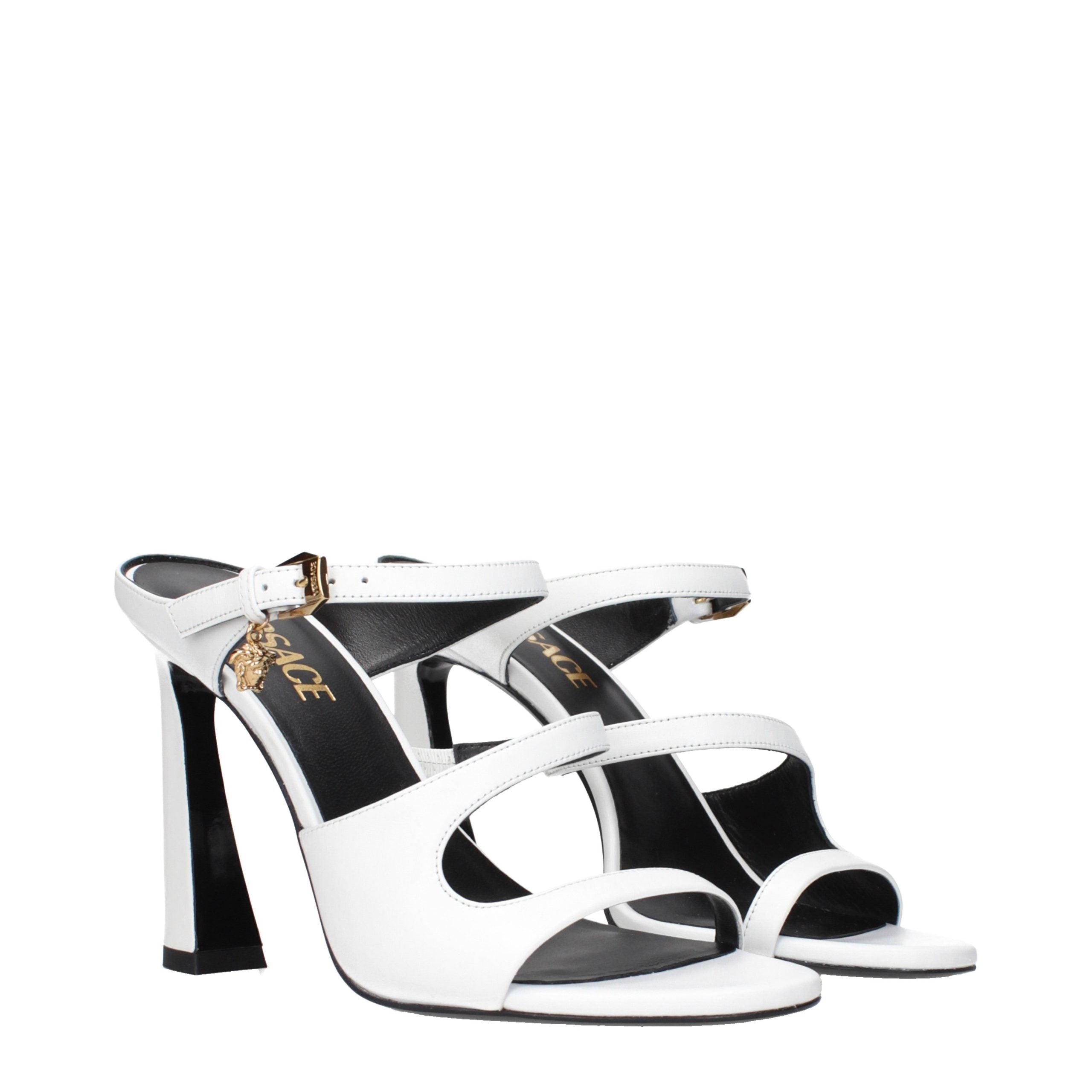 Versace White Leather Stiletto Heel Sandals Versace