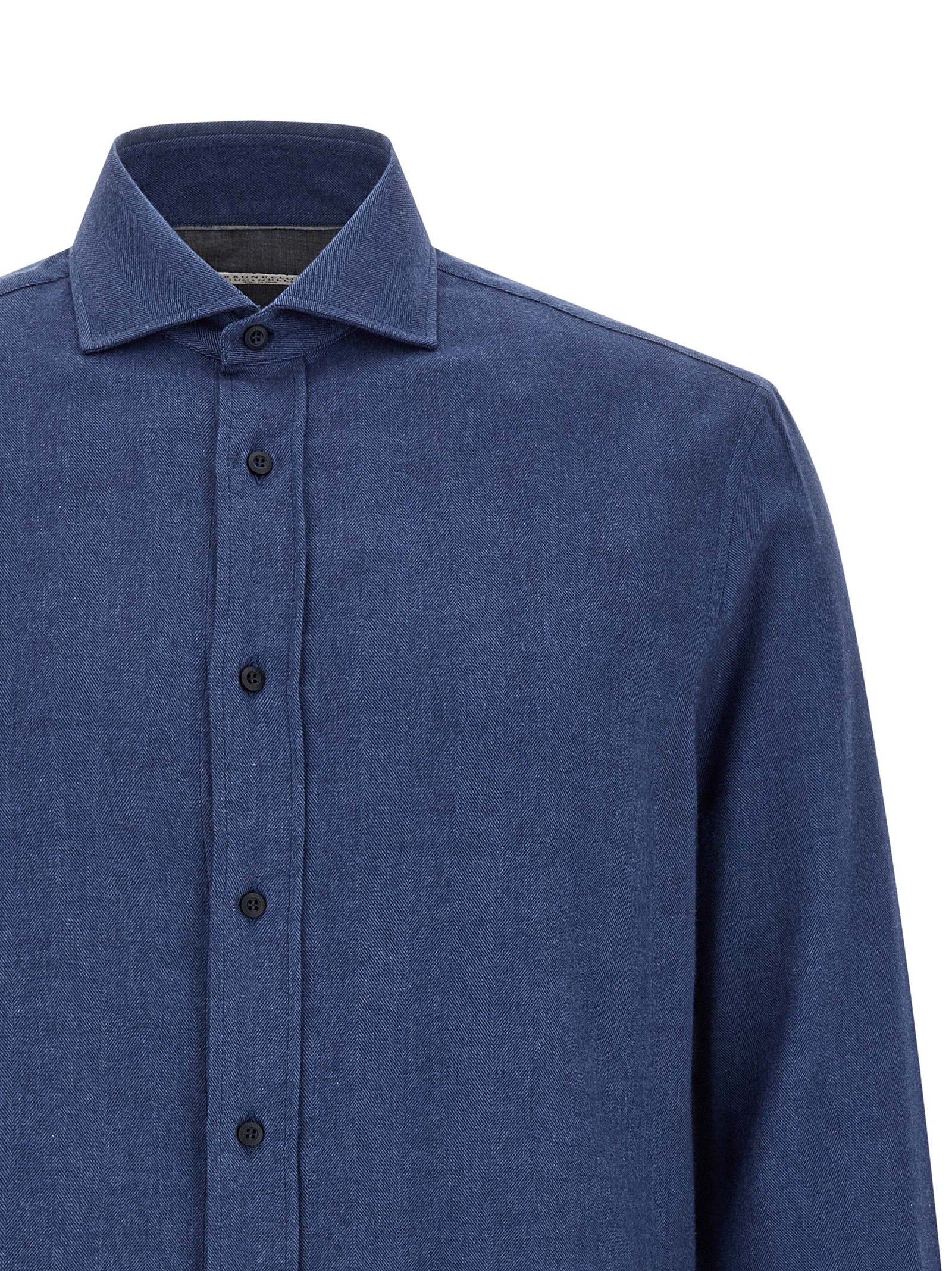 Brunello Cucinelli Blue Cotton Blouse Brunello Cucinelli