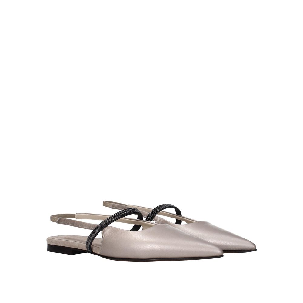 Brunello Cucinelli Beige Leather Ballet Flats Brunello Cucinelli