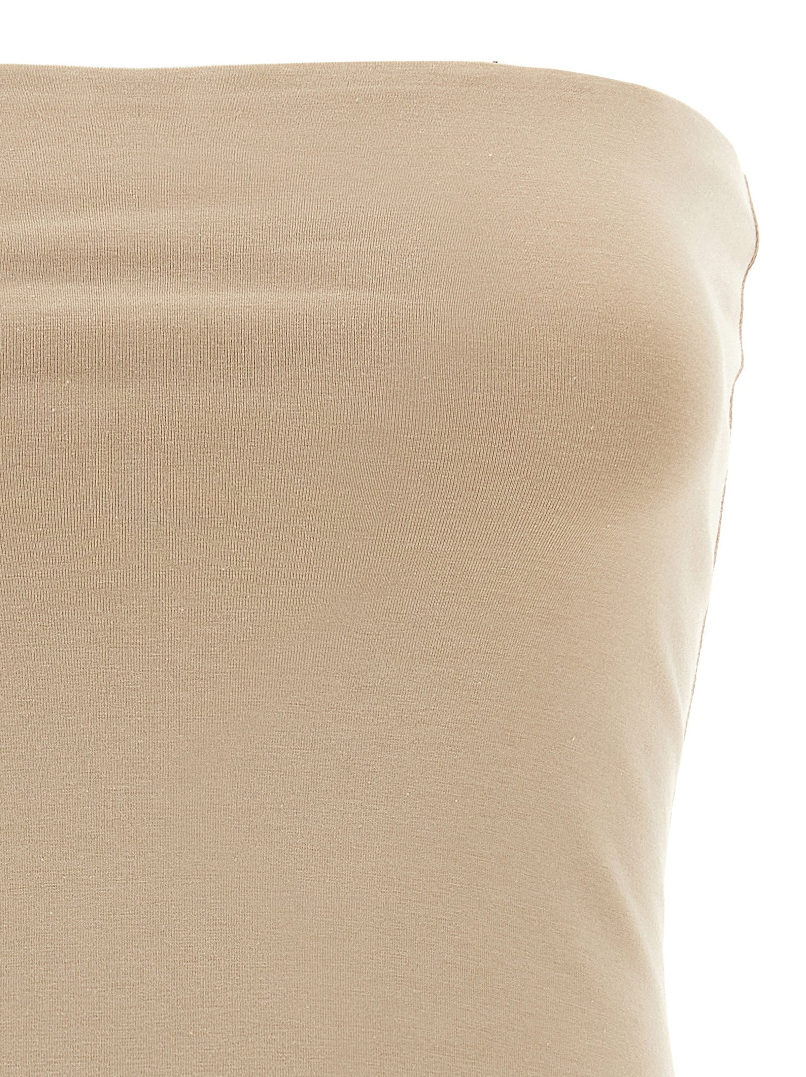 Brunello Cucinelli Beige Cotton Sleeveles T-Shirt Brunello Cucinelli