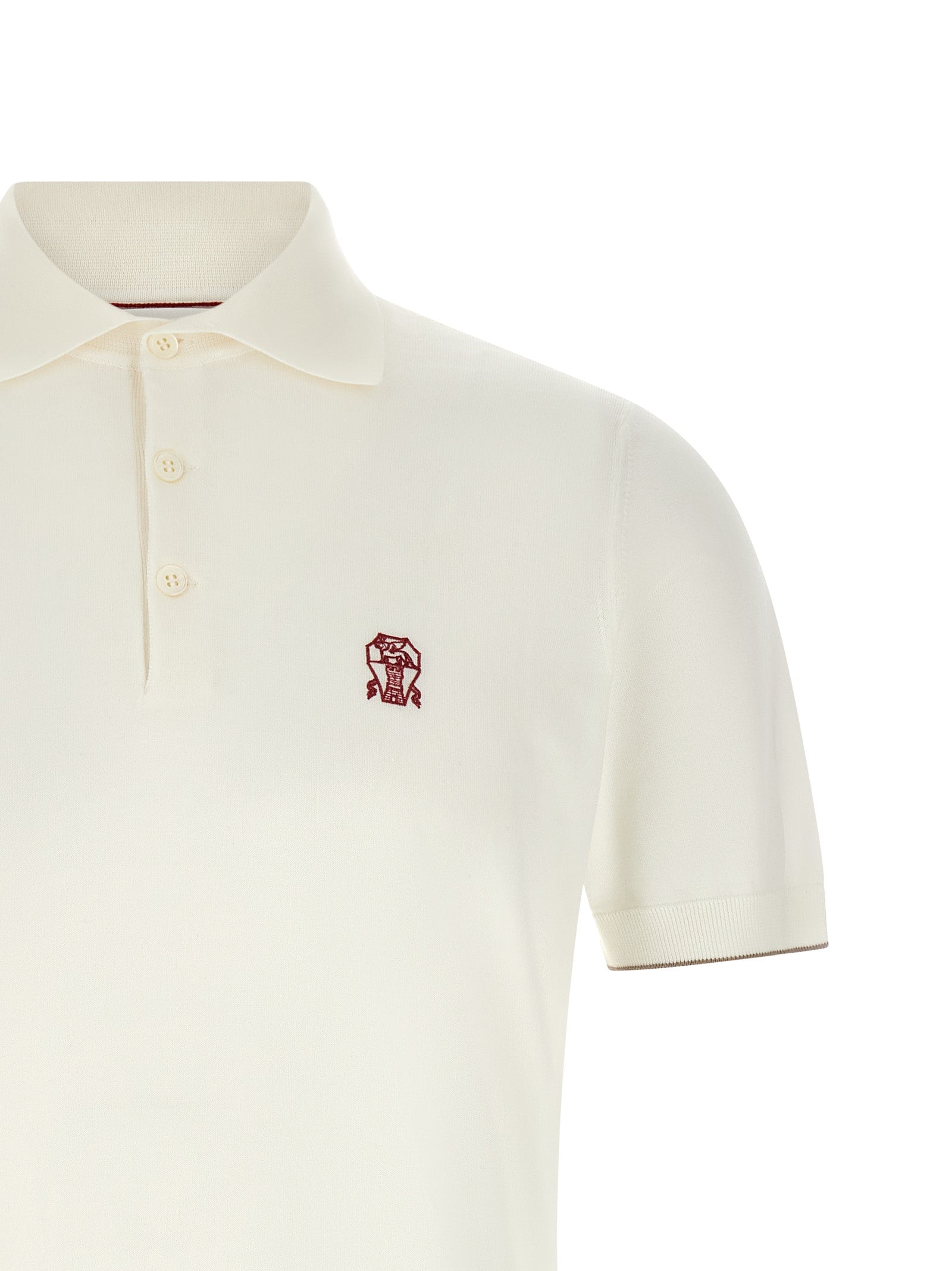 Brunello Cucinelli White Cotton Polo Shirt
