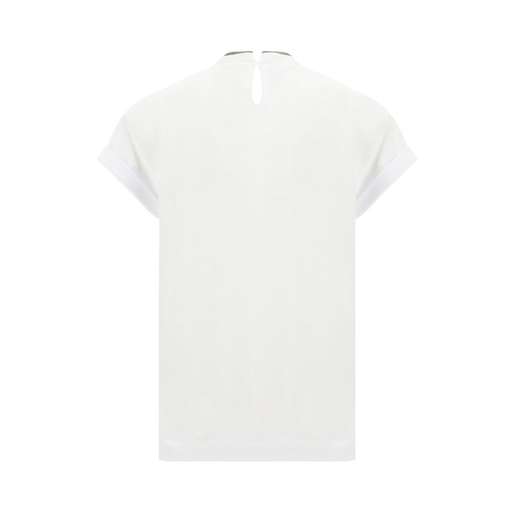 Brunello Cucinelli White Elastane T-Shirt Brunello Cucinelli