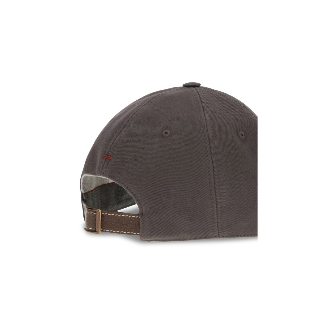 Brunello Cucinelli Brown Cotton Cap (Baseball Hat) Brunello Cucinelli
